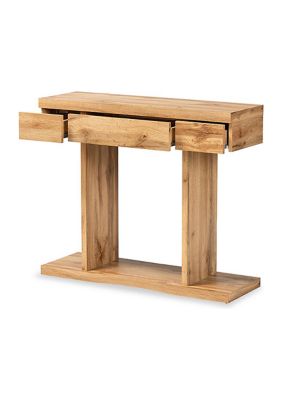 Otis Modern and Contemporary Oak Brown Finished Wood 3-Drawer Console Table