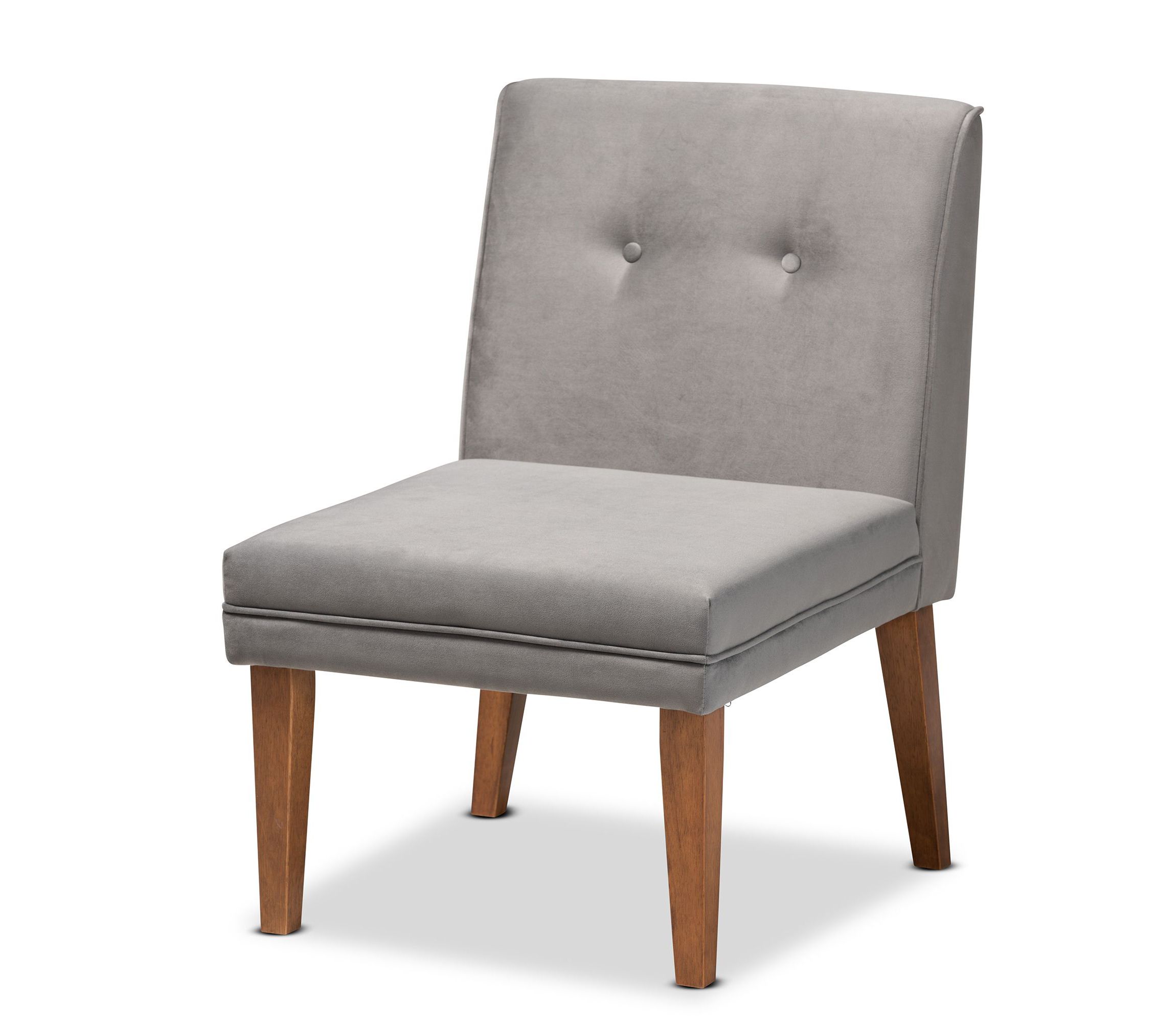 Stewart Mid-Century Modern Grey Velvet Upholstered and Walnut Brown Finished Wood 4-Piece Dining Nook Set