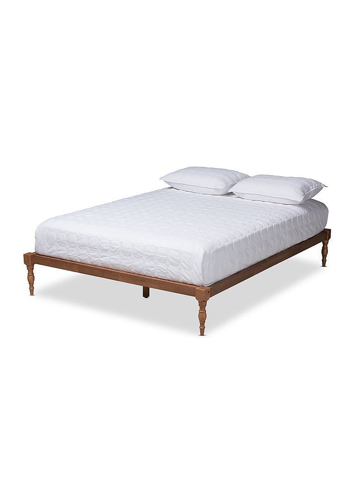 Iseline Modern and Contemporary Antique White Finished Wood Platform Bed Frame