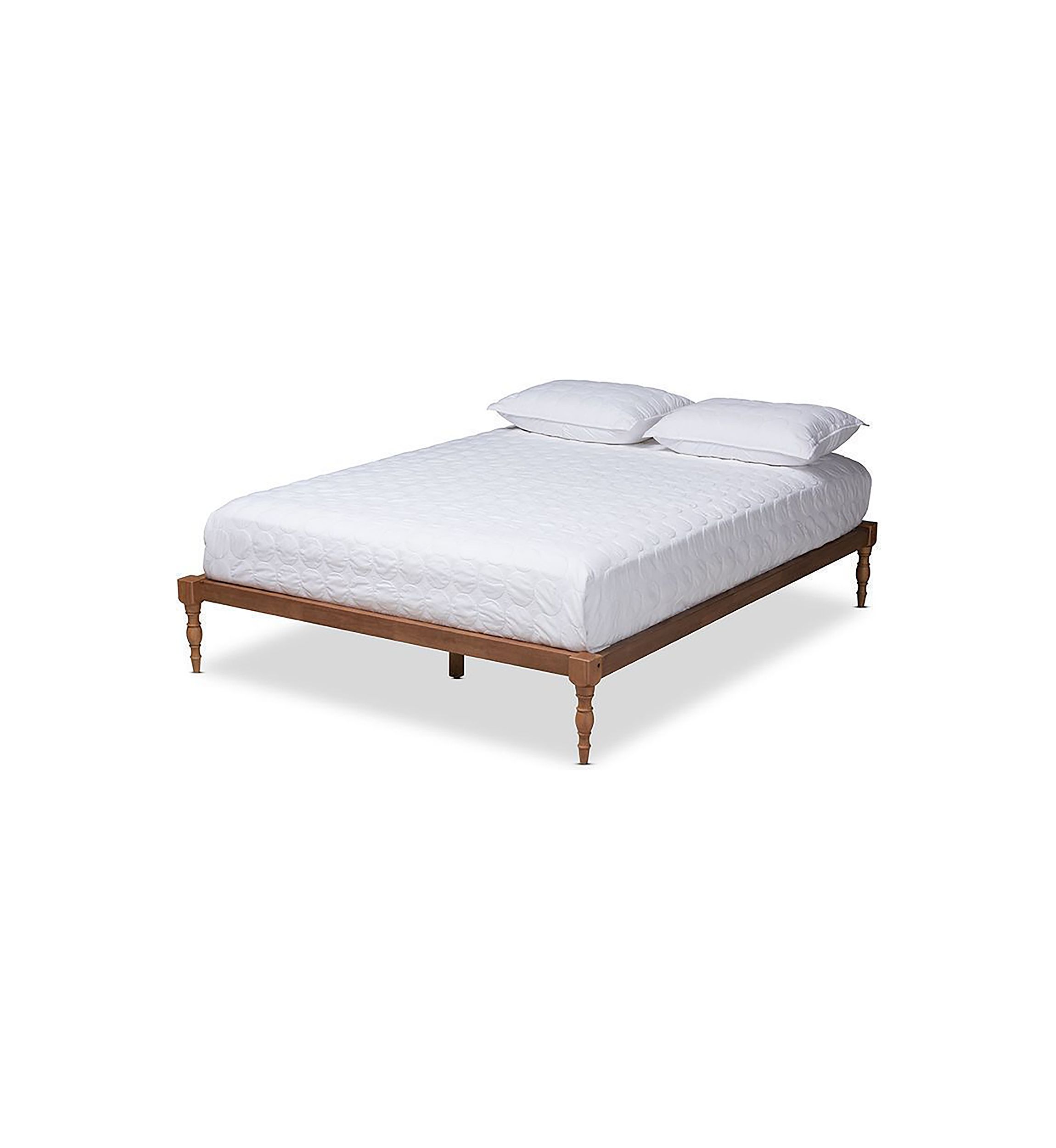 Iseline Modern and Contemporary Antique White Finished Wood Platform Bed Frame