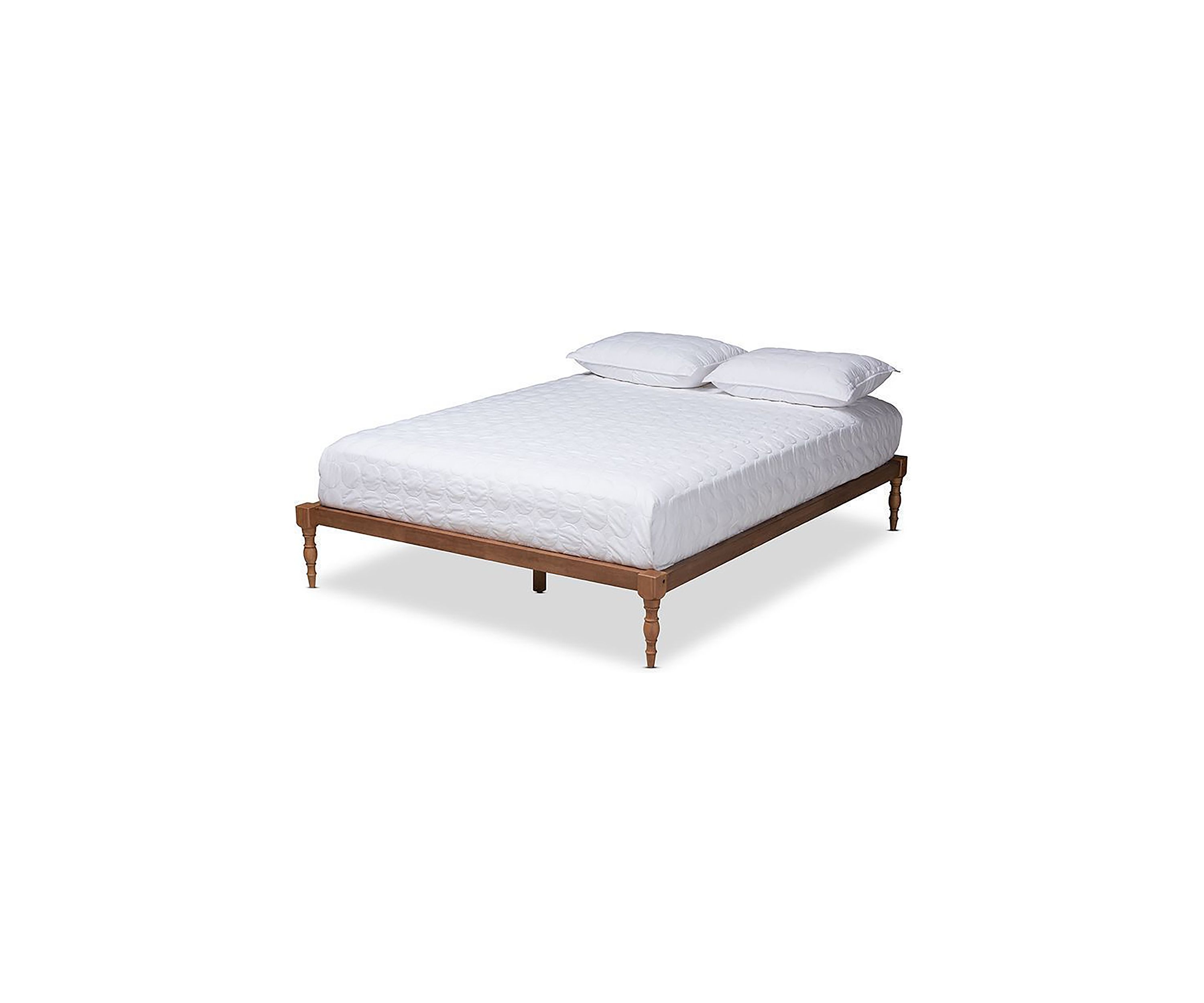 Iseline Modern and Contemporary Antique White Finished Wood Platform Bed Frame