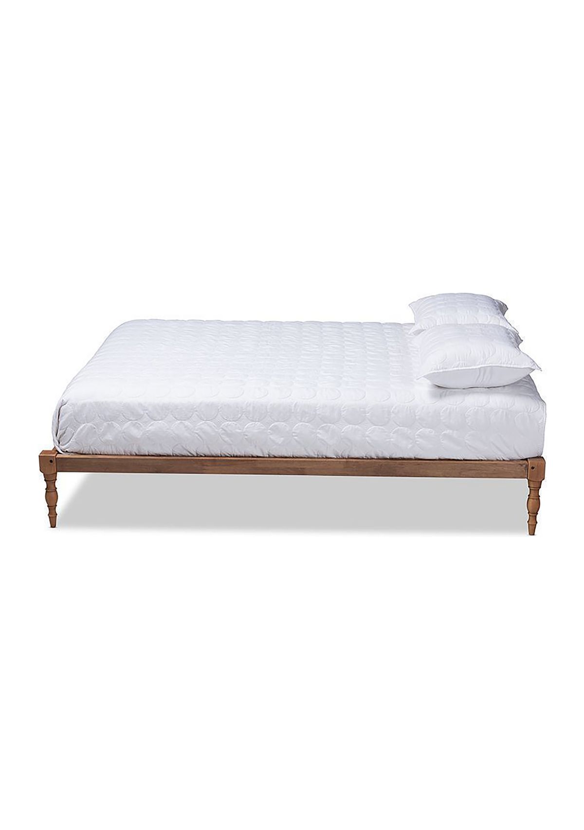 Iseline Modern and Contemporary Antique White Finished Wood Platform Bed Frame