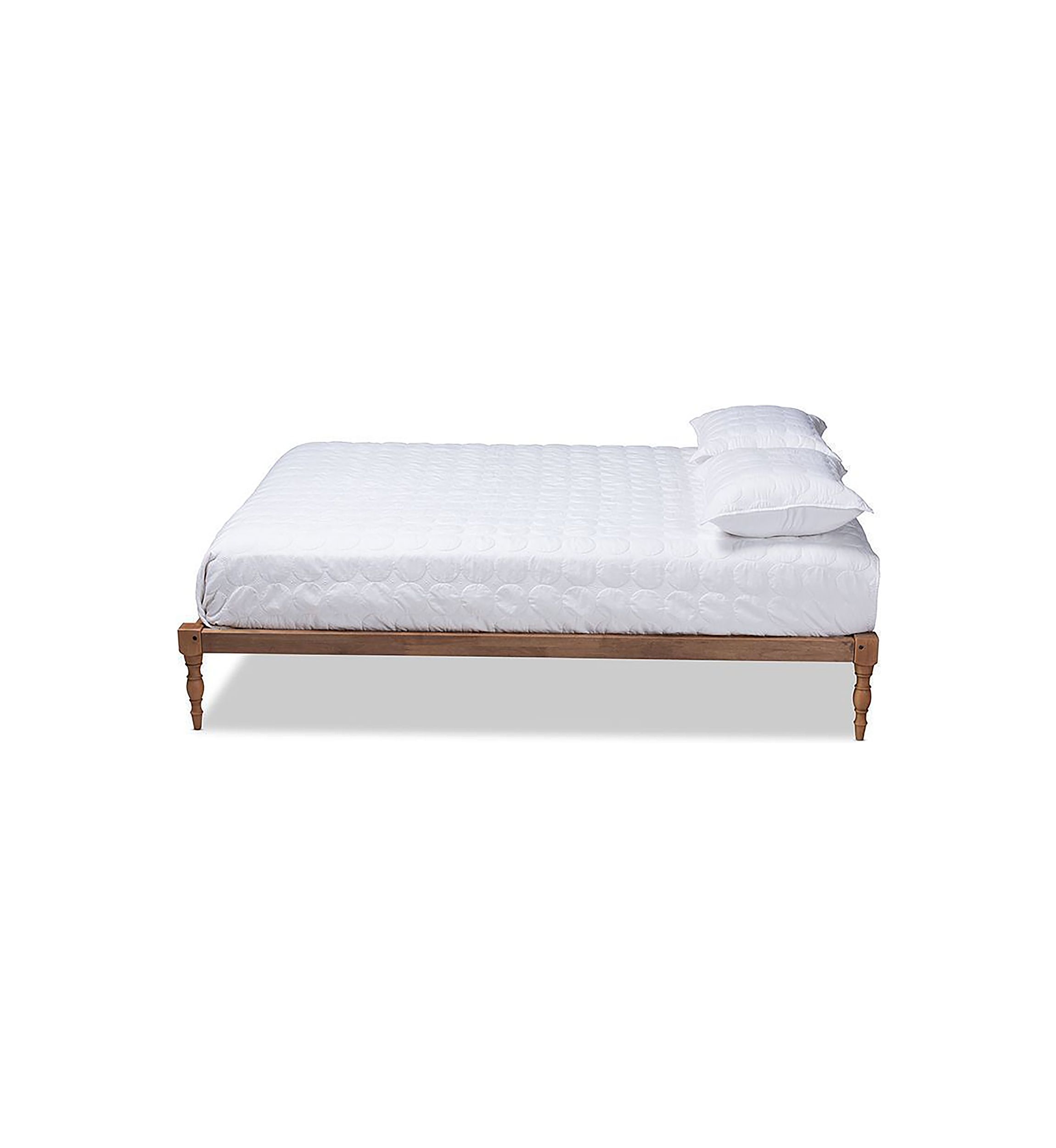 Iseline Modern and Contemporary Antique White Finished Wood Platform Bed Frame