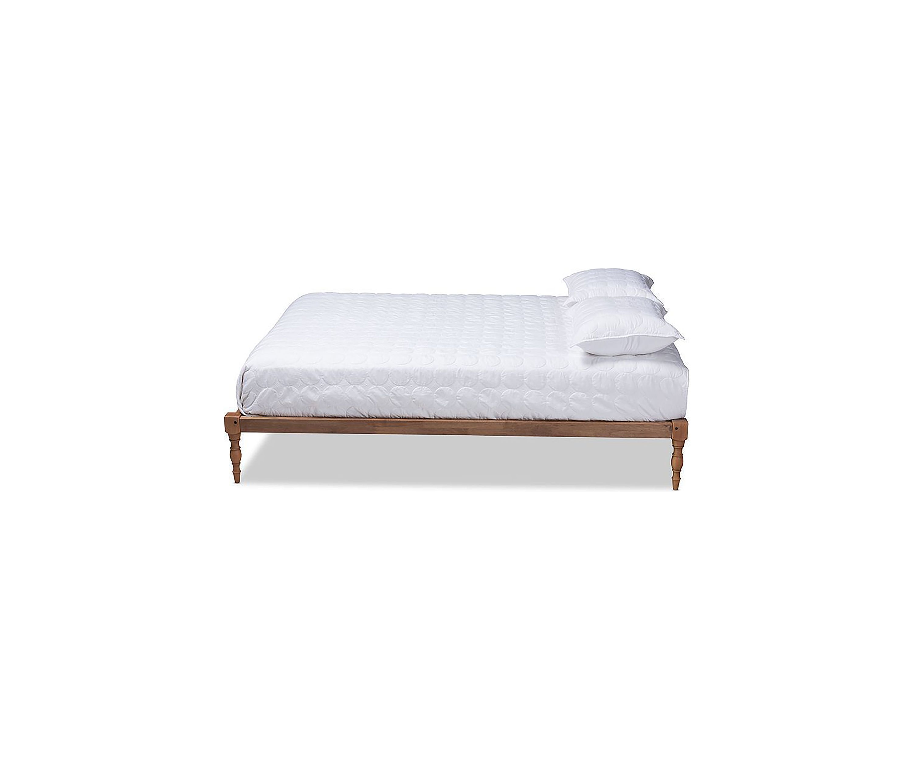 Iseline Modern and Contemporary Antique White Finished Wood Platform Bed Frame