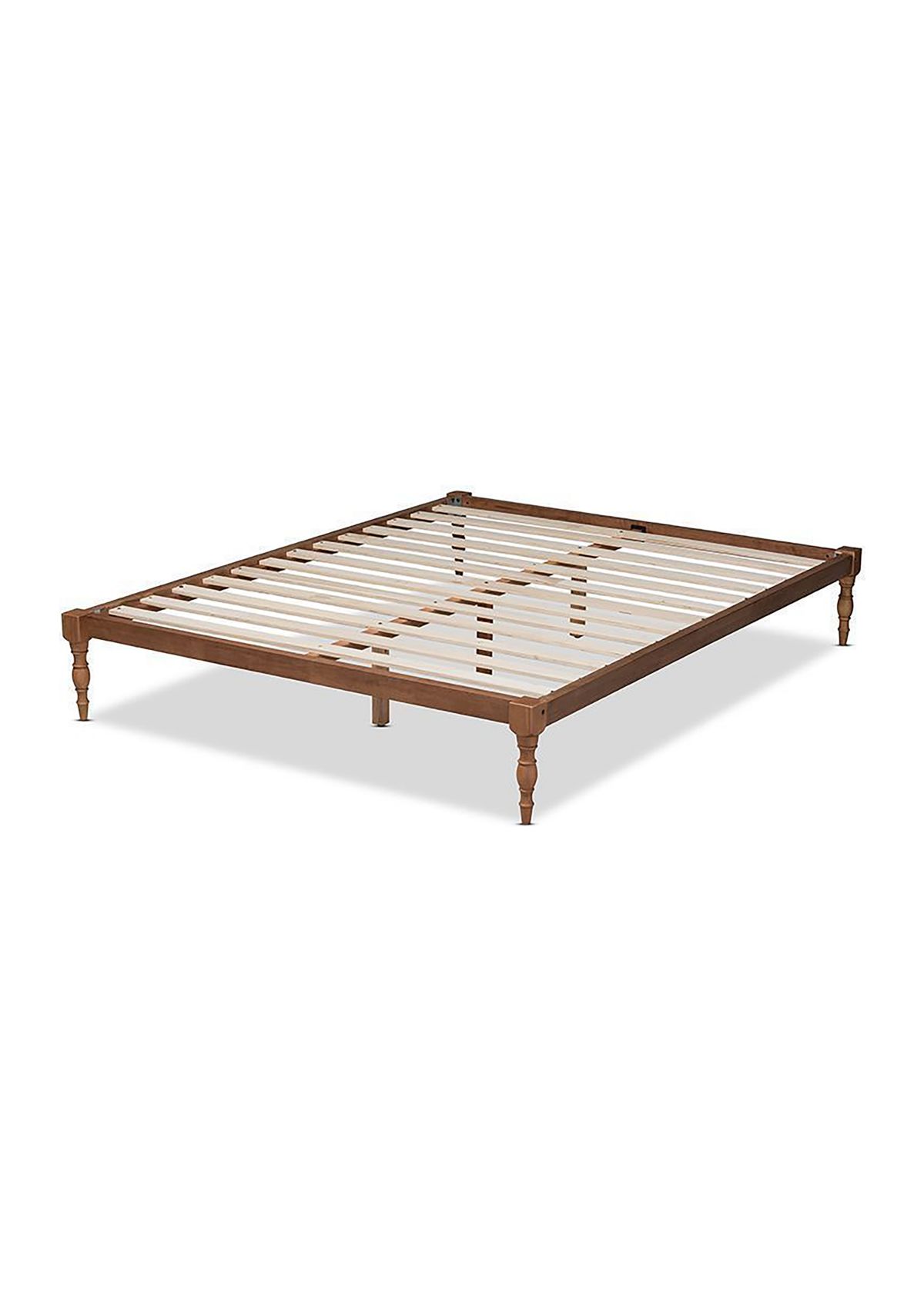 Iseline Modern and Contemporary Antique White Finished Wood Platform Bed Frame