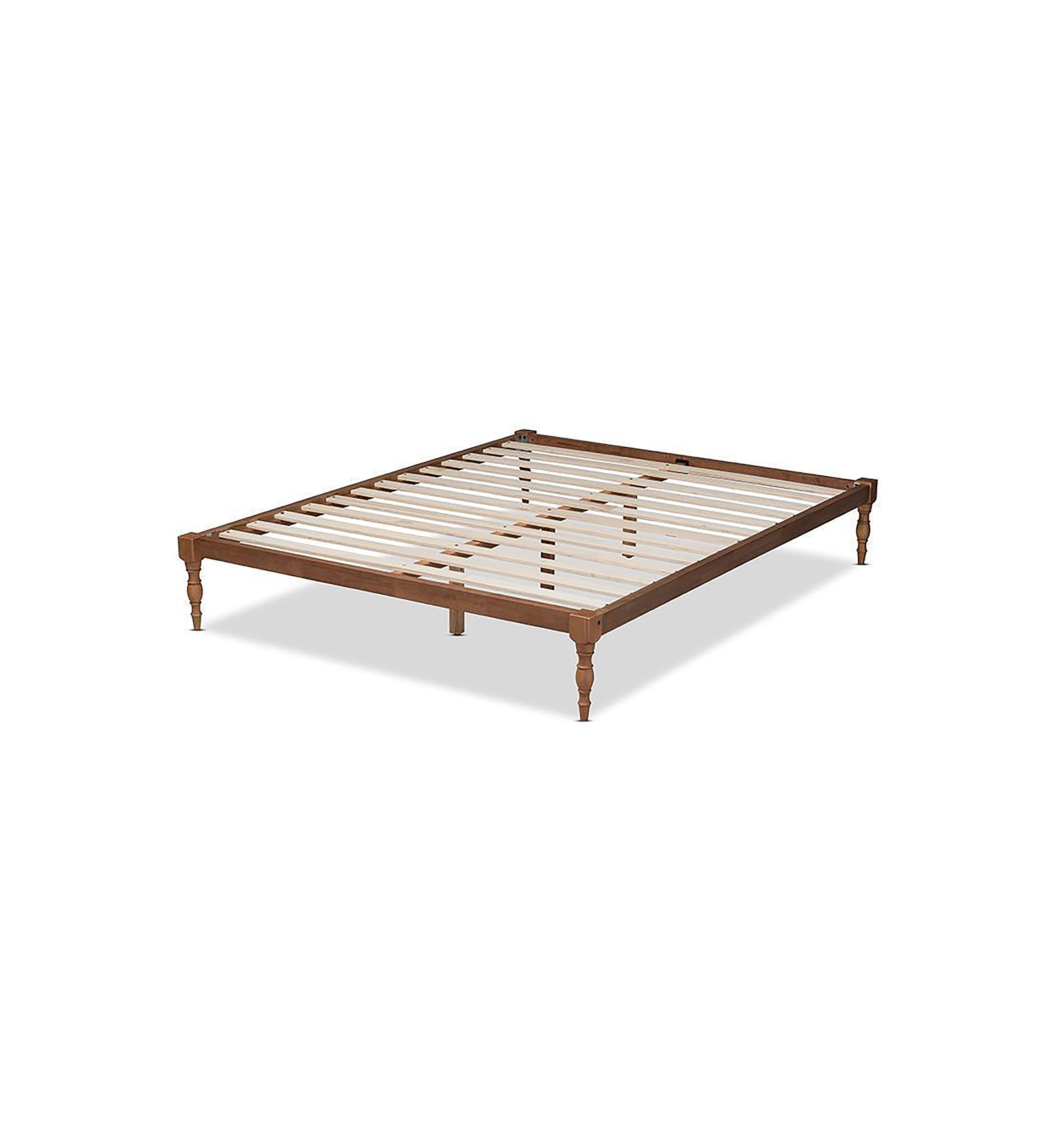 Iseline Modern and Contemporary Antique White Finished Wood Platform Bed Frame