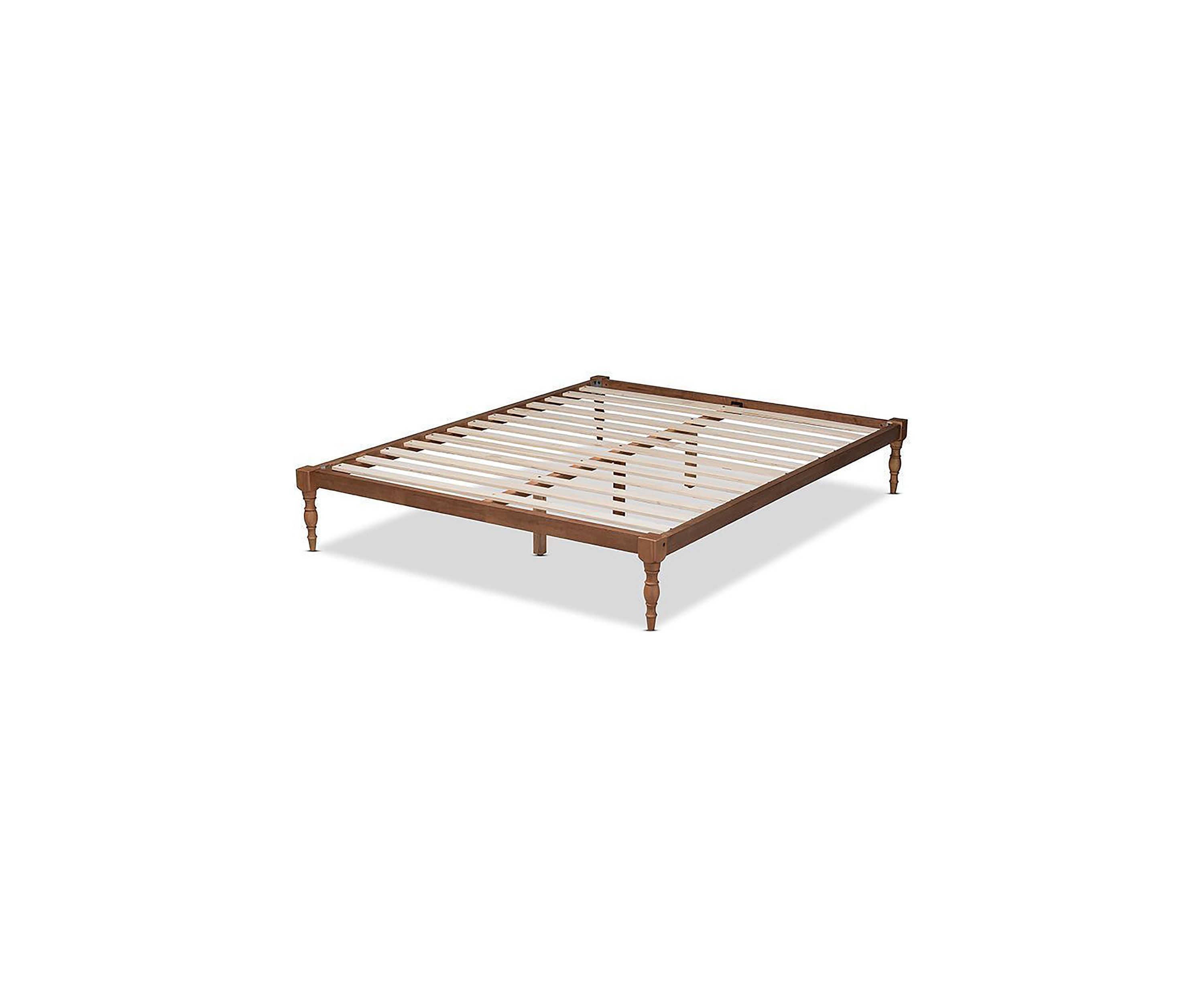 Iseline Modern and Contemporary Antique White Finished Wood Platform Bed Frame