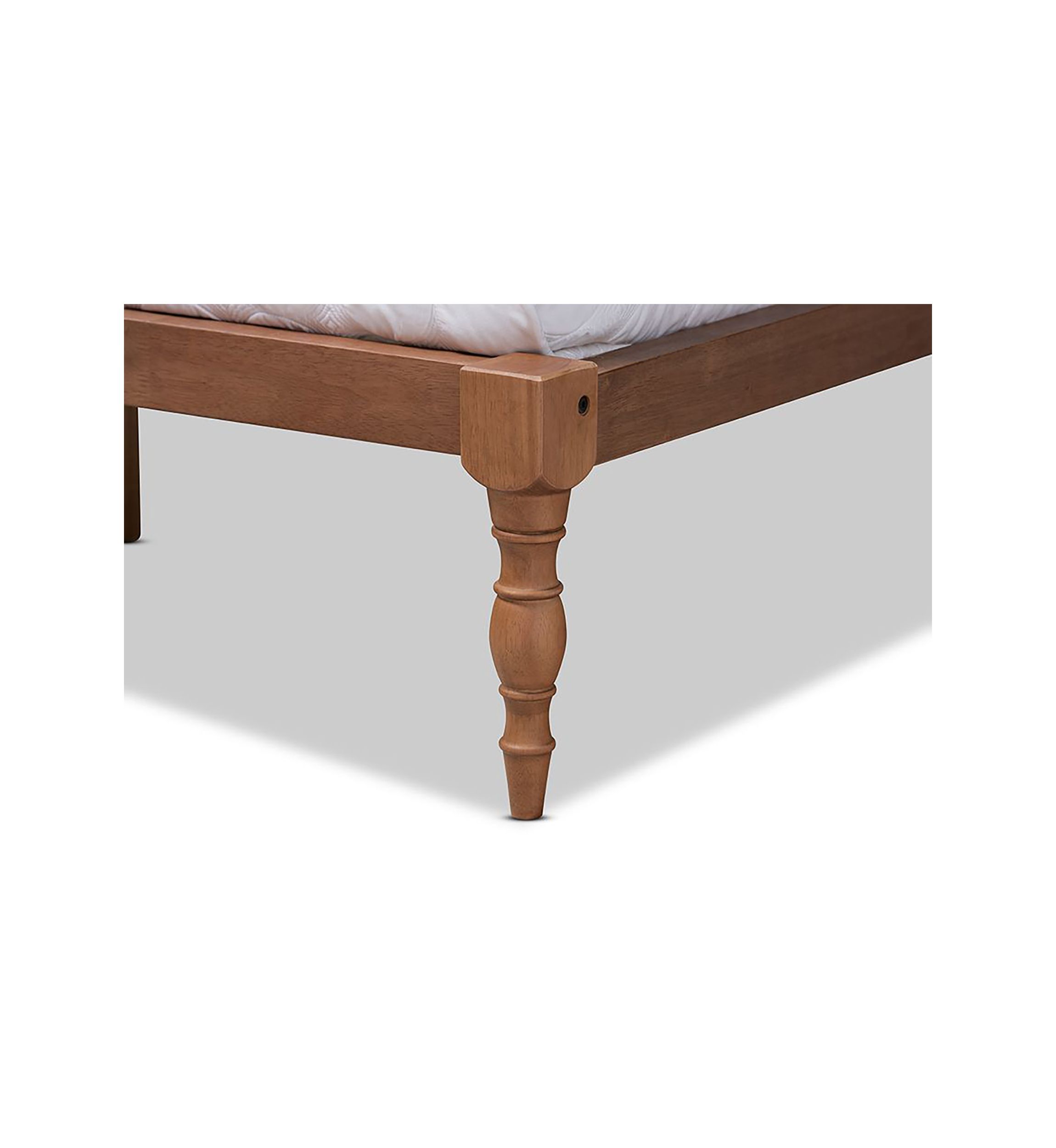 Iseline Modern and Contemporary Antique White Finished Wood Platform Bed Frame