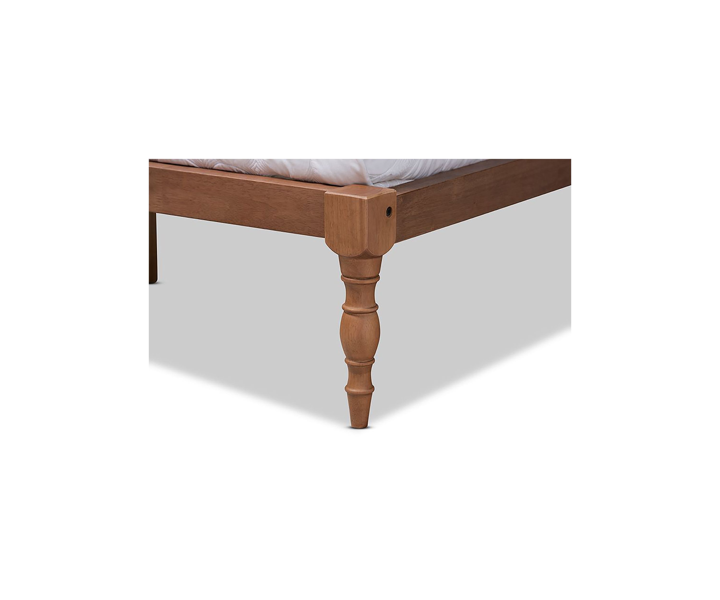 Iseline Modern and Contemporary Antique White Finished Wood Platform Bed Frame