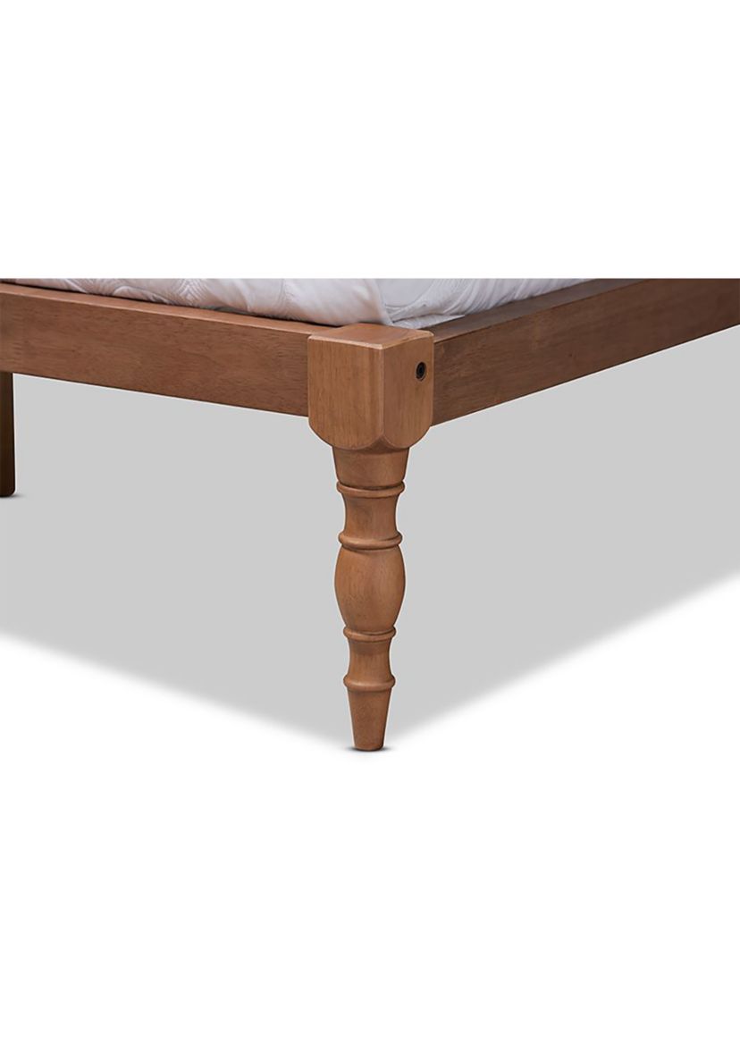 Iseline Modern and Contemporary Antique White Finished Wood Platform Bed Frame