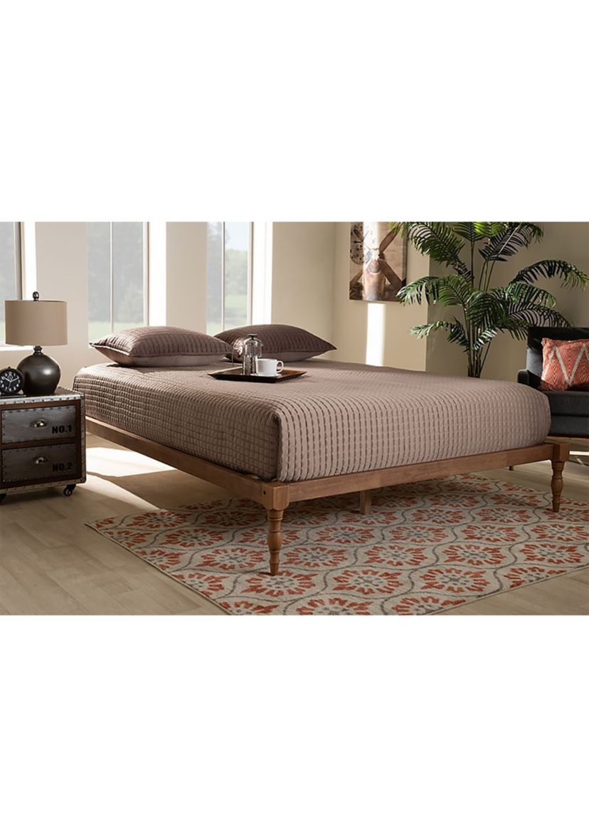 Iseline Modern and Contemporary Antique White Finished Wood Platform Bed Frame