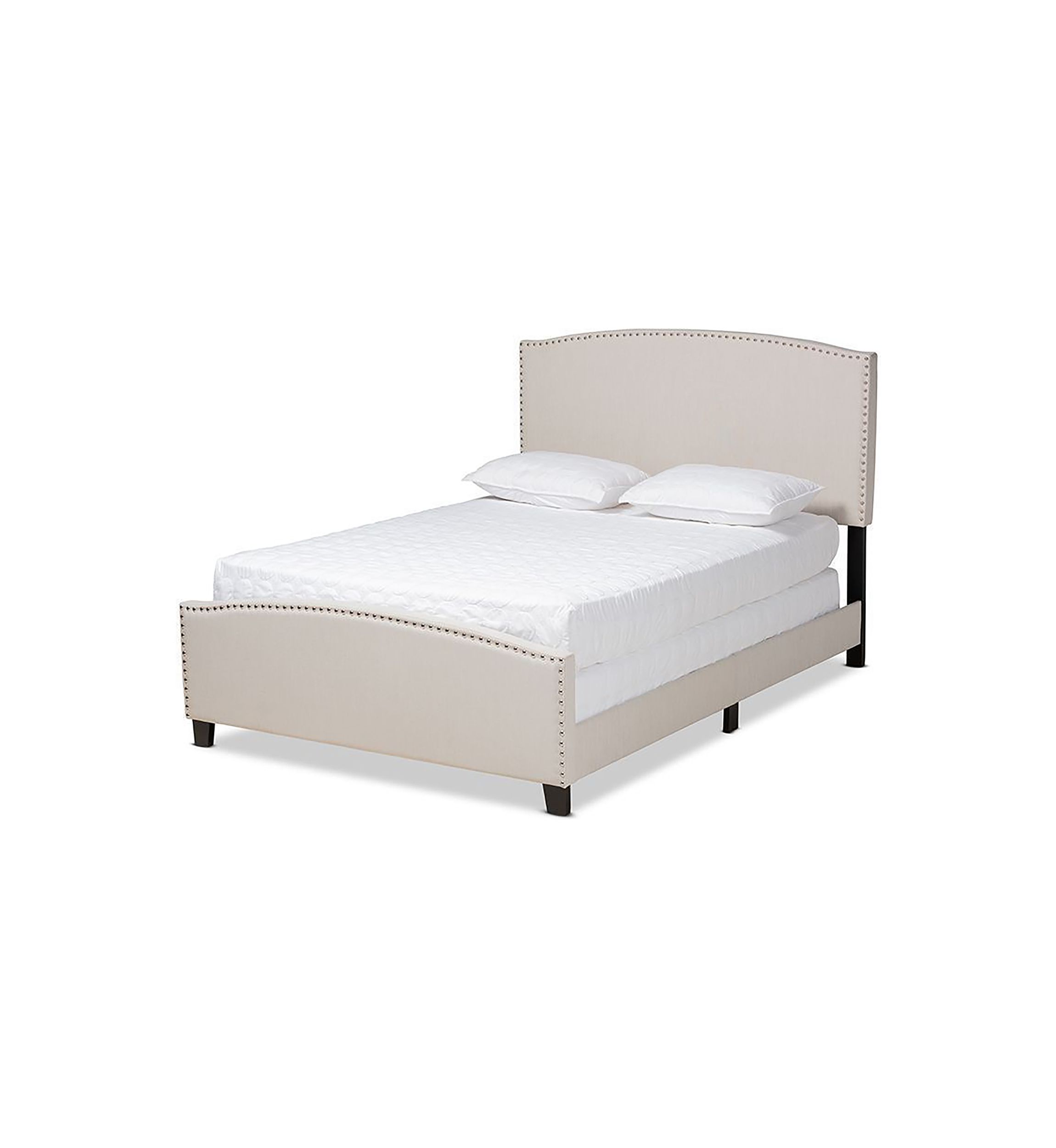 Morgan Modern Transitional Beige Fabric Upholstered Panel Bed