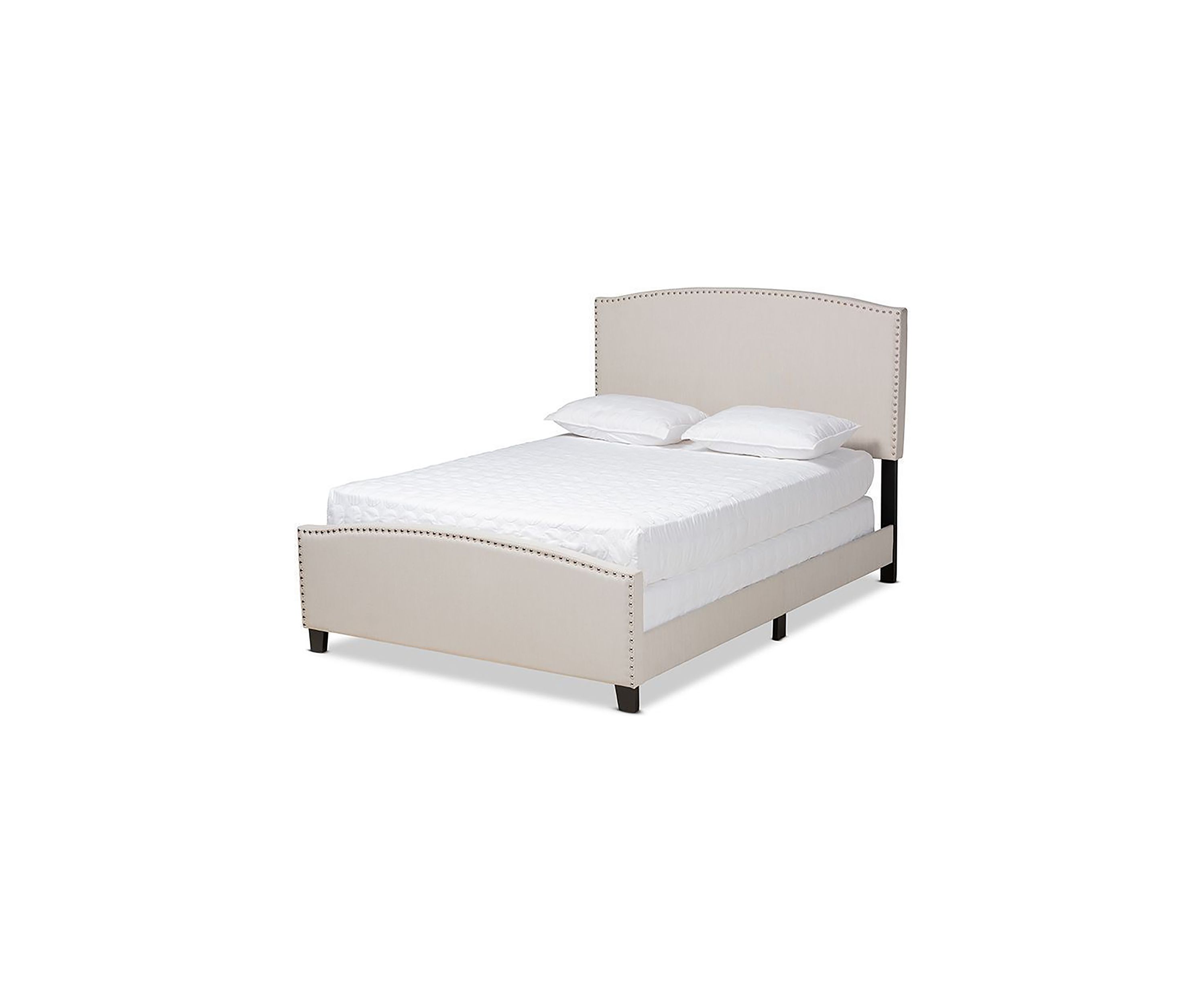 Morgan Modern Transitional Beige Fabric Upholstered Panel Bed