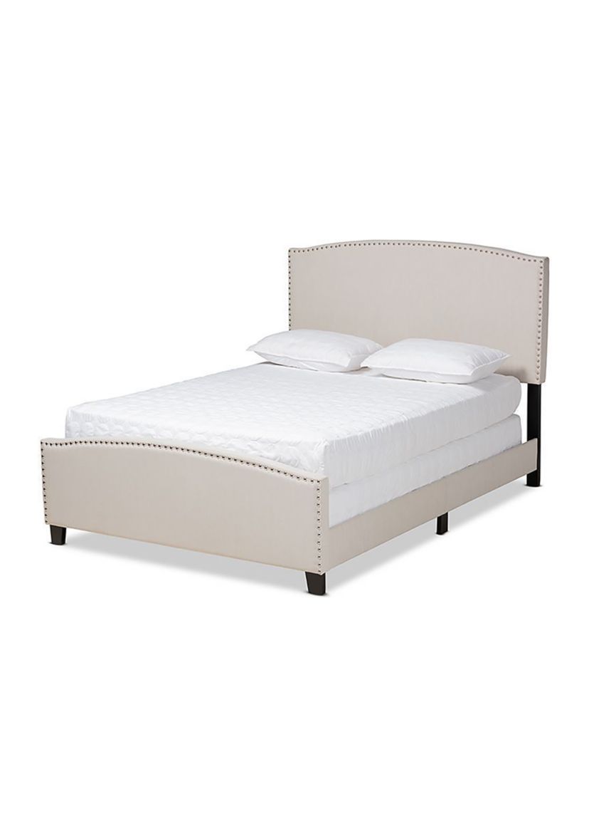 Morgan Modern Transitional Beige Fabric Upholstered Panel Bed