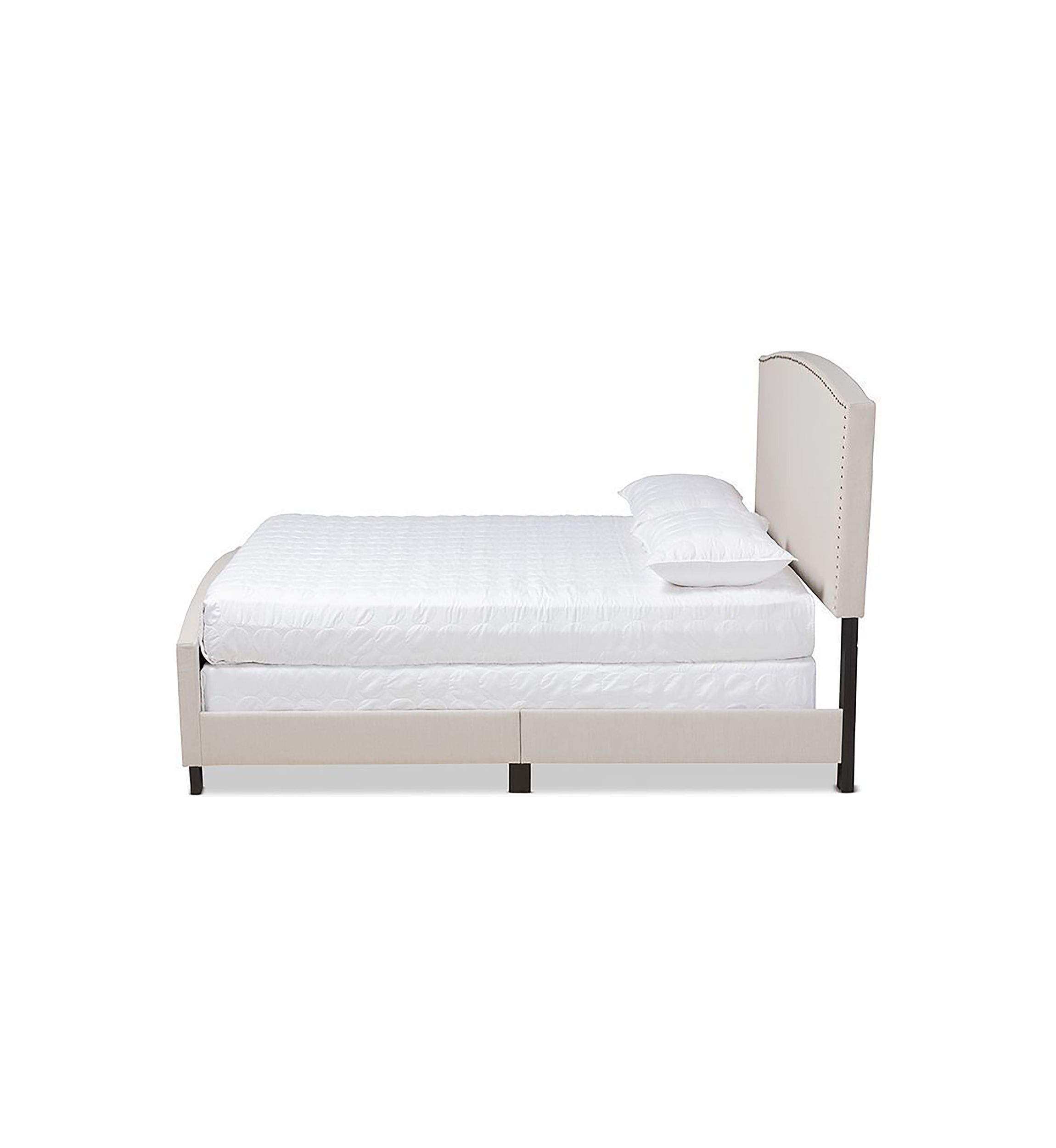 Morgan Modern Transitional Beige Fabric Upholstered Panel Bed