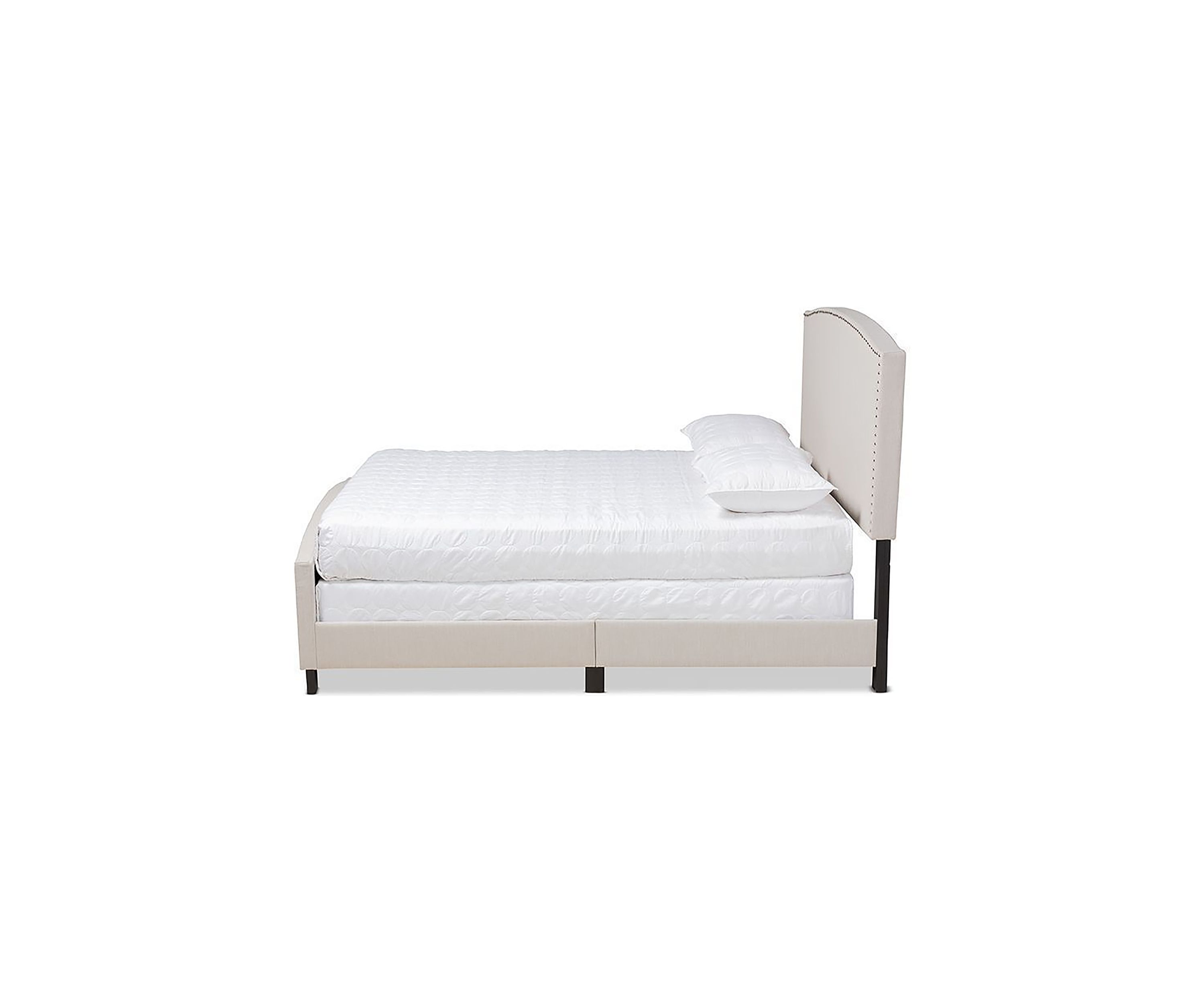 Morgan Modern Transitional Beige Fabric Upholstered Panel Bed