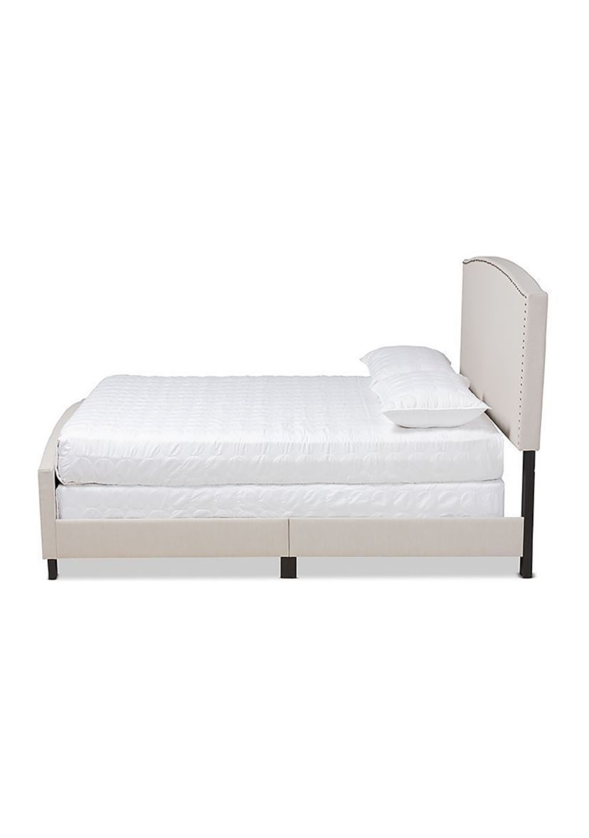 Morgan Modern Transitional Beige Fabric Upholstered Panel Bed
