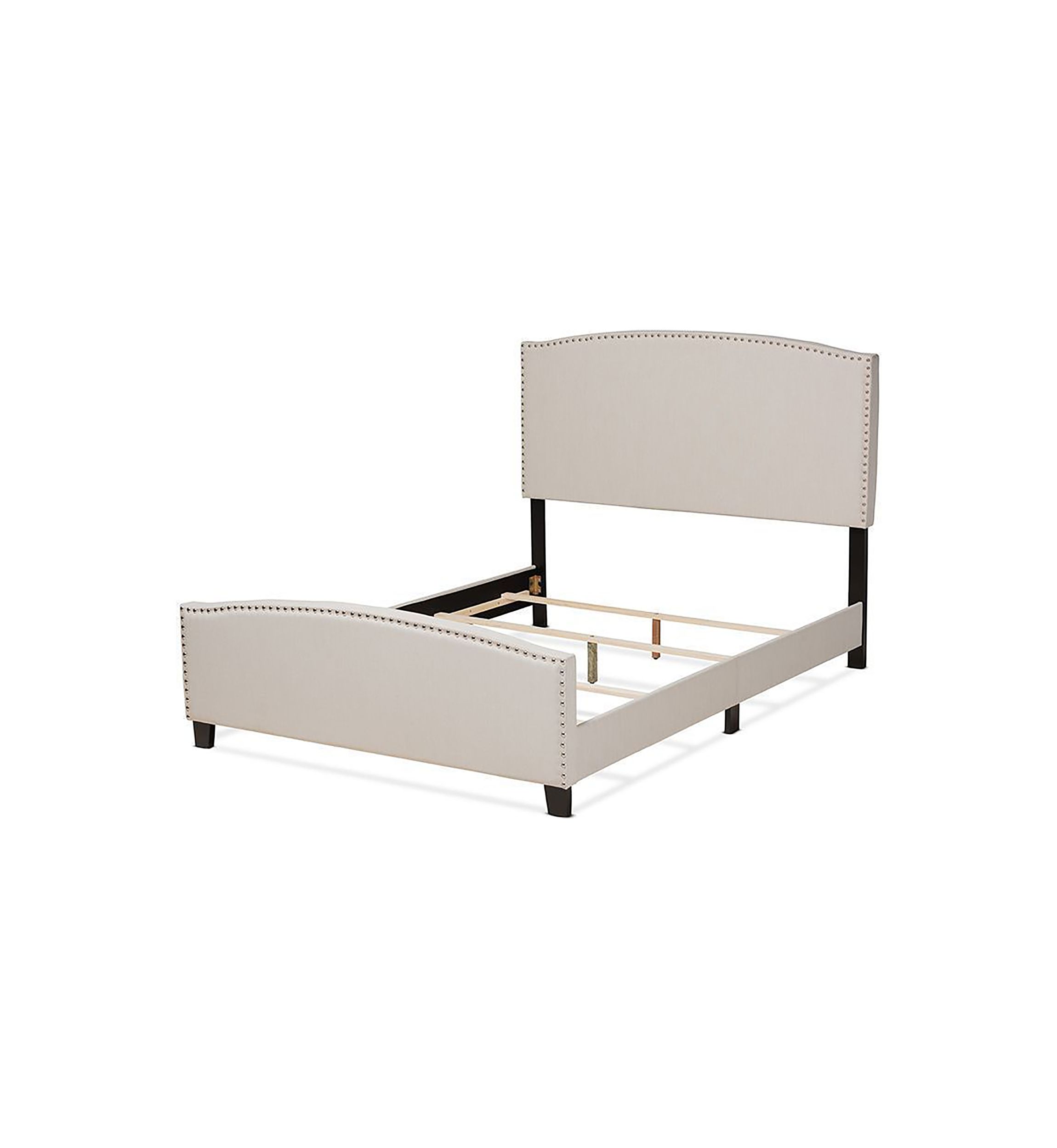 Morgan Modern Transitional Beige Fabric Upholstered Panel Bed