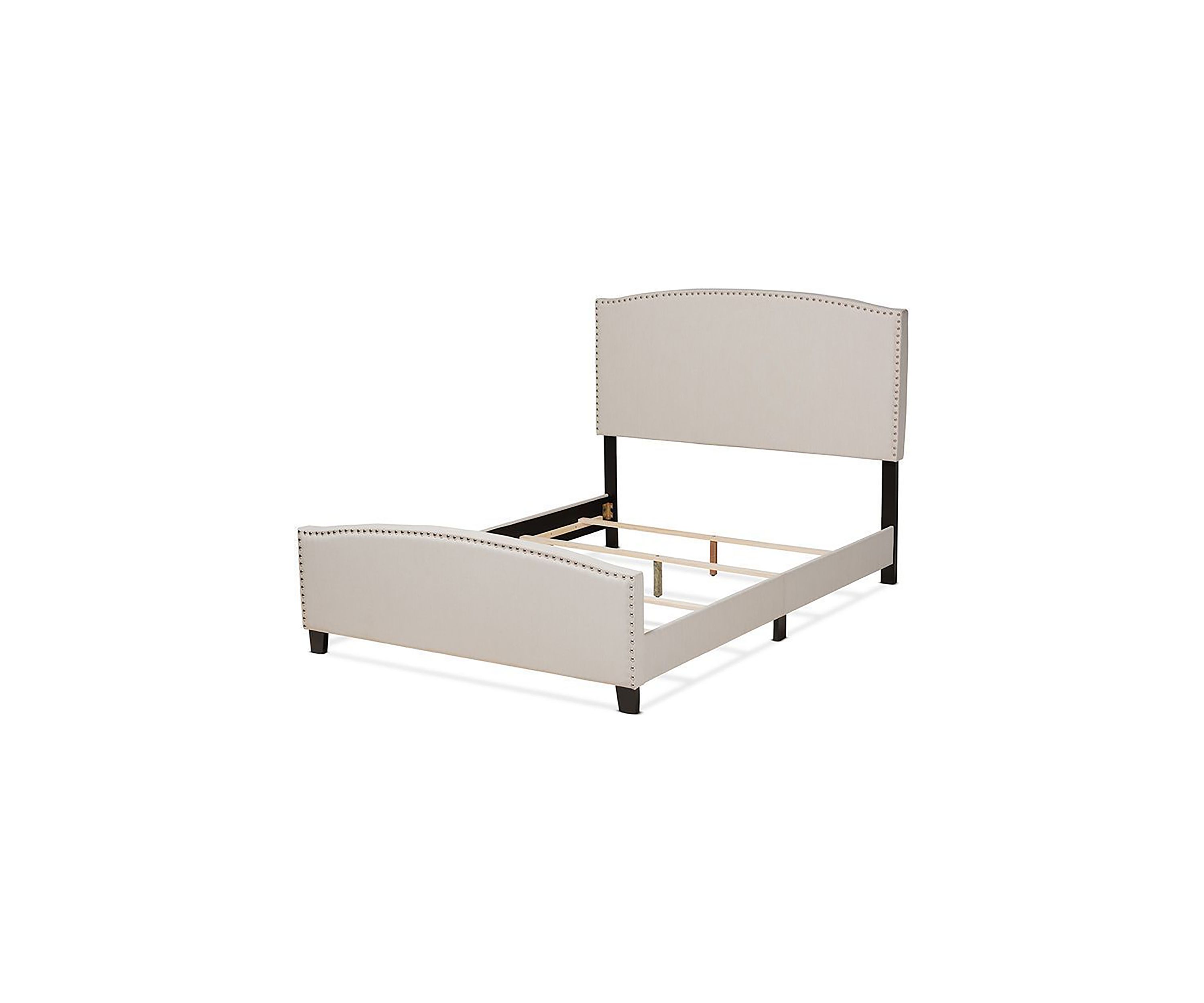 Morgan Modern Transitional Beige Fabric Upholstered Panel Bed