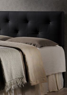 Baxton Studio Dalini Modern And Contemporary White Faux Leather Upholstered Headboard, Black, Queen -  0847321025752
