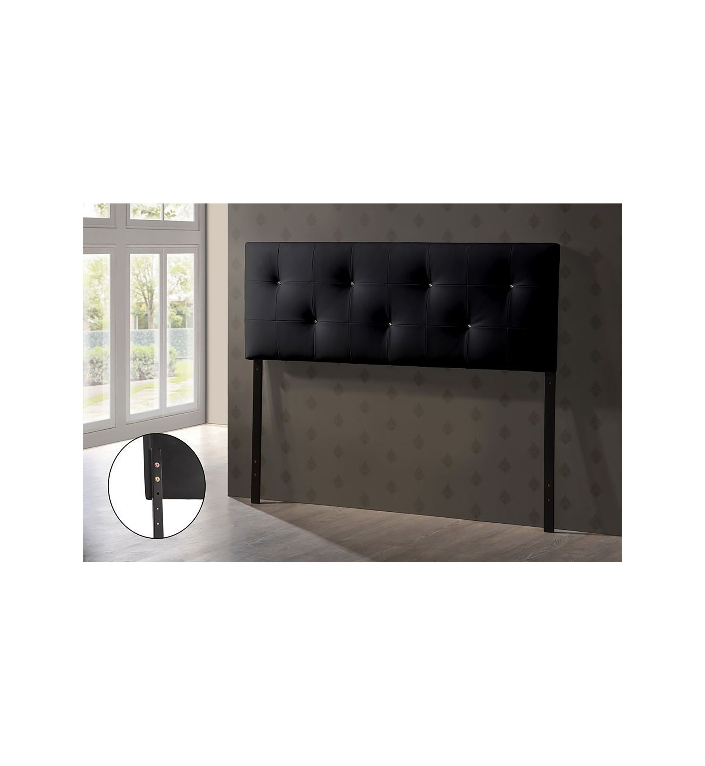 Dalini Modern and Contemporary White Faux Leather Upholstered Headboard