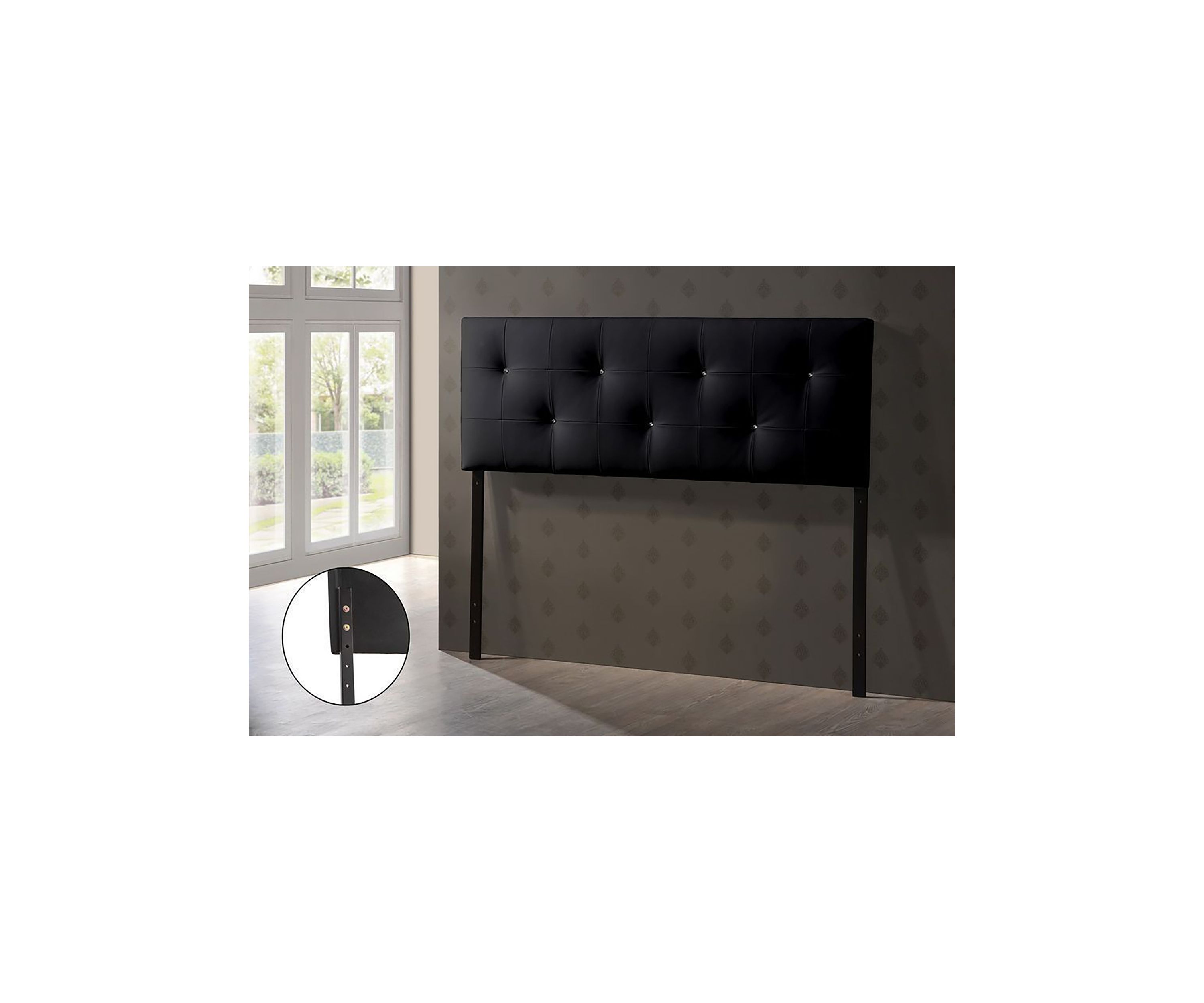 Dalini Modern and Contemporary White Faux Leather Upholstered Headboard