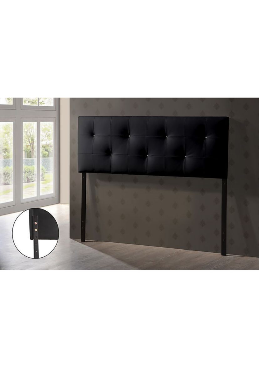 Dalini Modern and Contemporary White Faux Leather Upholstered Headboard