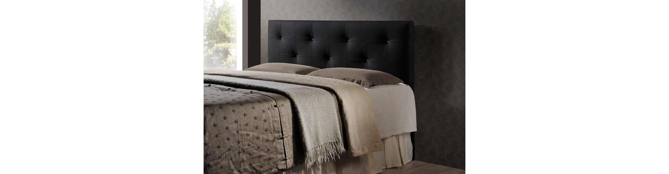Dalini Modern and Contemporary White Faux Leather Upholstered Headboard