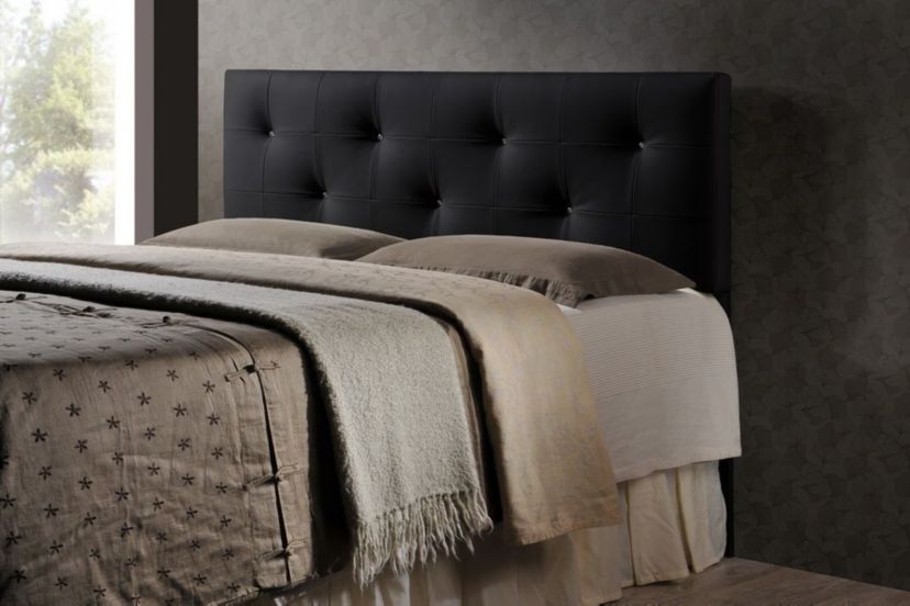 Dalini Modern and Contemporary White Faux Leather Upholstered Headboard