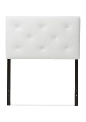 Baxton Studio Baltimore Modern and Contemporary Queen Black Faux Leather Upholstered Headboard, White, Twin