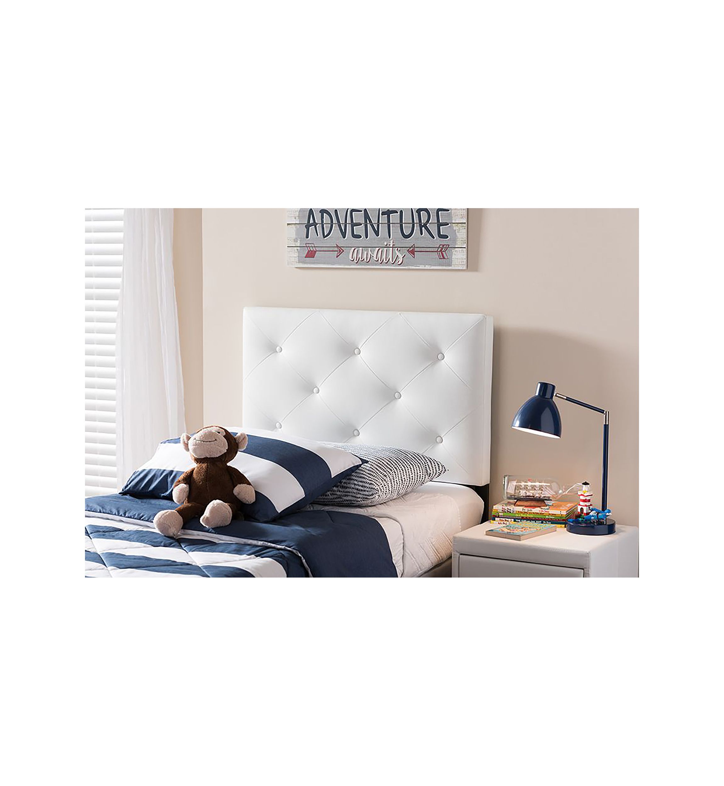Baltimore Modern and Contemporary Queen Black Faux Leather Upholstered Headboard