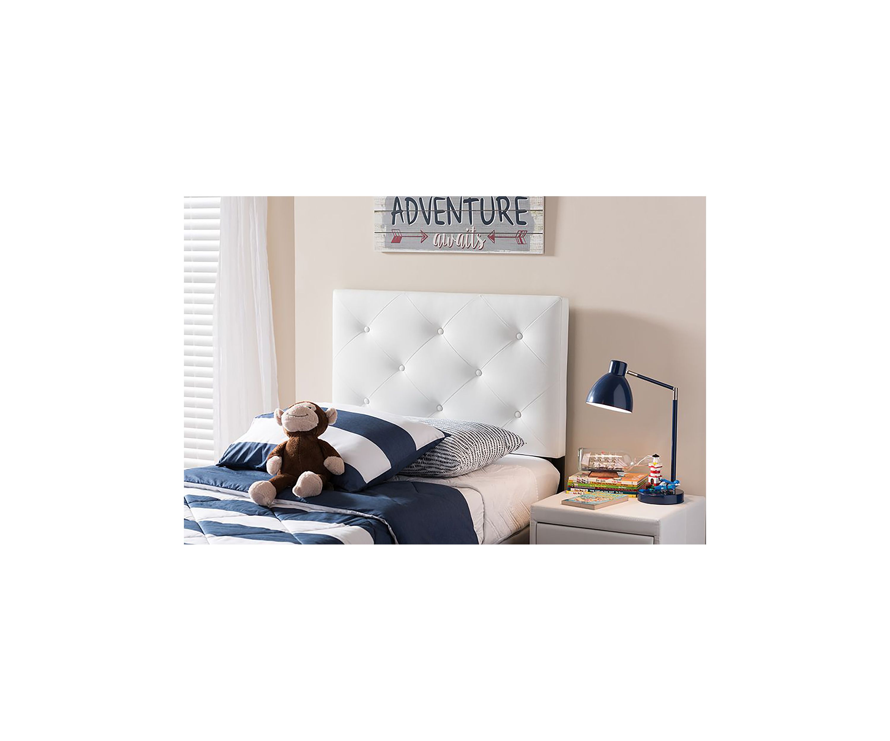 Baltimore Modern and Contemporary Queen Black Faux Leather Upholstered Headboard