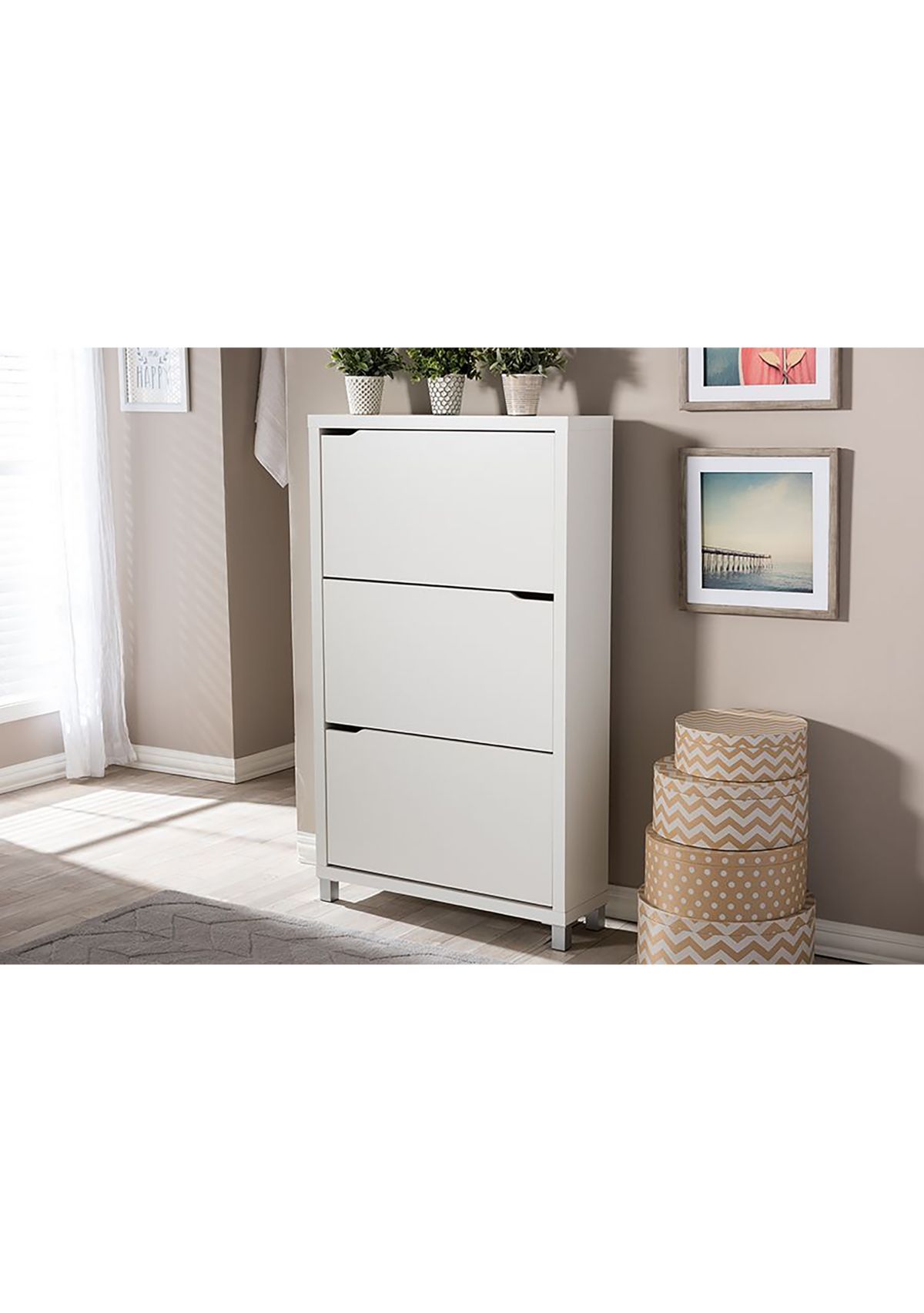 Simms White Modern Shoe Cabinet