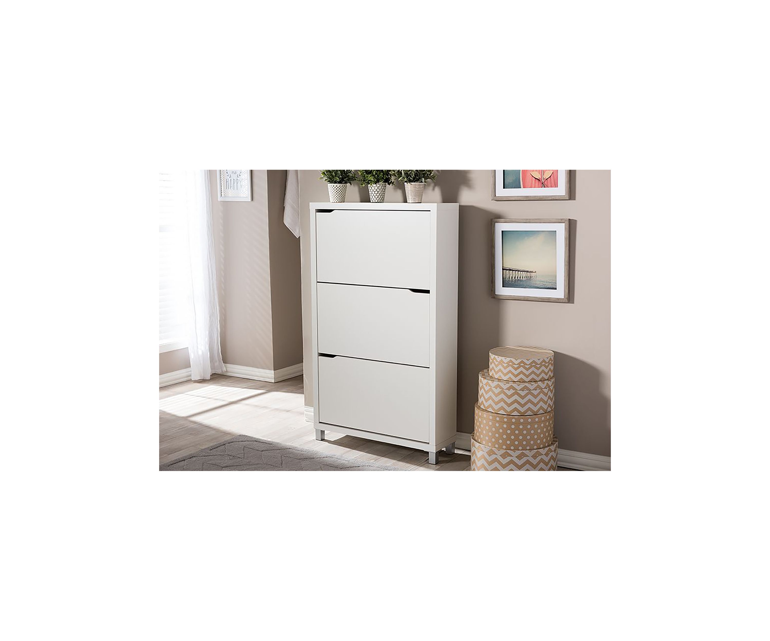 Simms White Modern Shoe Cabinet