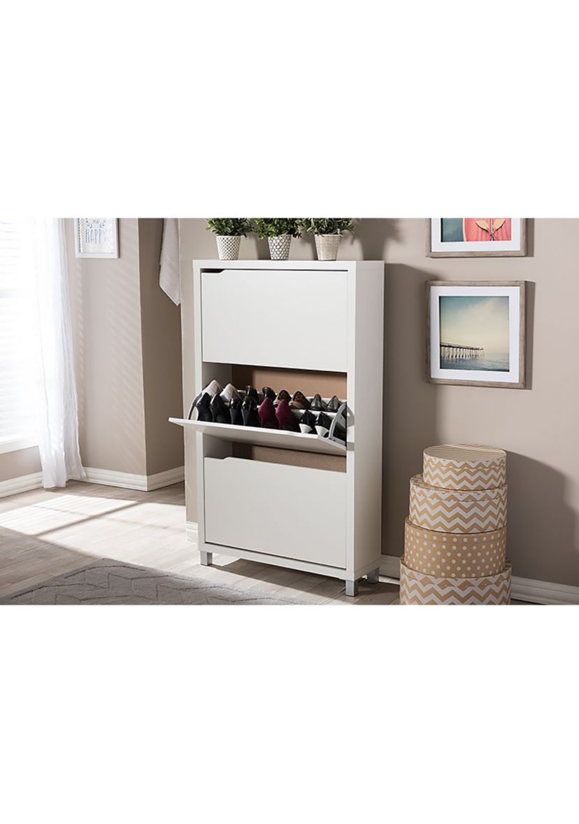 Simms White Modern Shoe Cabinet