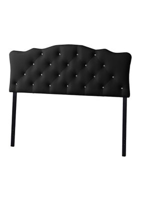 Baxton Studio Rita Modern And Contemporary Grey Fabric Upholstered Button-Tufted Scalloped Headboard, Black, Queen -  0847321040915