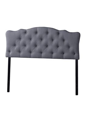 Baxton Studio Rita Modern And Contemporary Grey Fabric Upholstered Button-Tufted Scalloped Headboard, Queen -  0847321040946