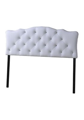Baxton Studio Rita Modern and Contemporary White Faux Leather Upholstered Button-tufted Scalloped Headboard, Twin