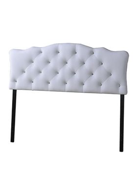 Baxton Studio Rita Modern And Contemporary Grey Fabric Upholstered Button-Tufted Scalloped Headboard, White, Queen -  0847321040908