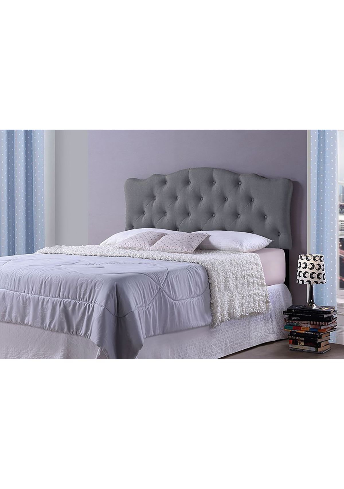 Rita Modern and Contemporary White Faux Leather Upholstered Button-tufted Scalloped Headboard