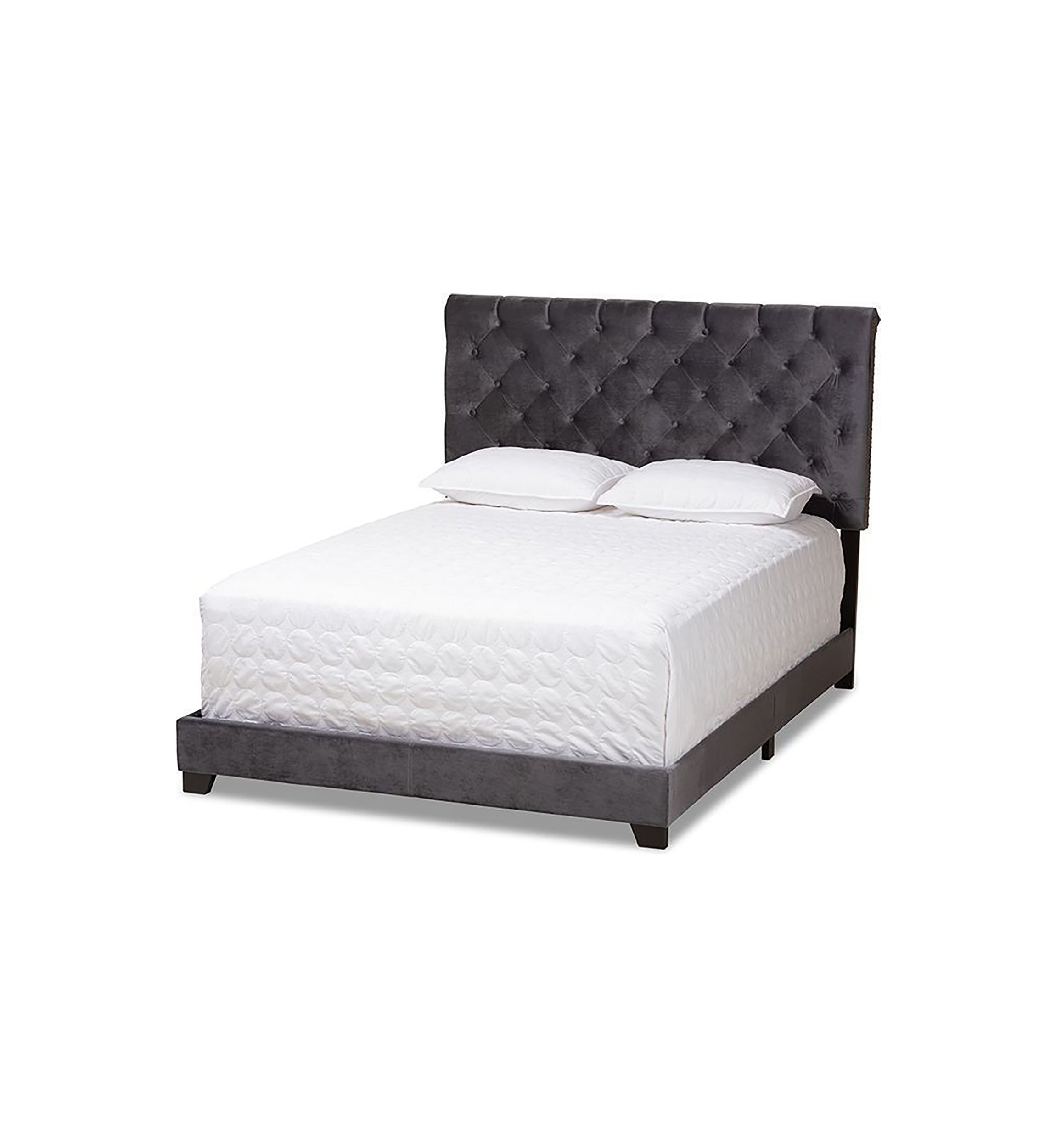 Candace Luxe and Glamour Dark Grey Velvet Upholstered Bed