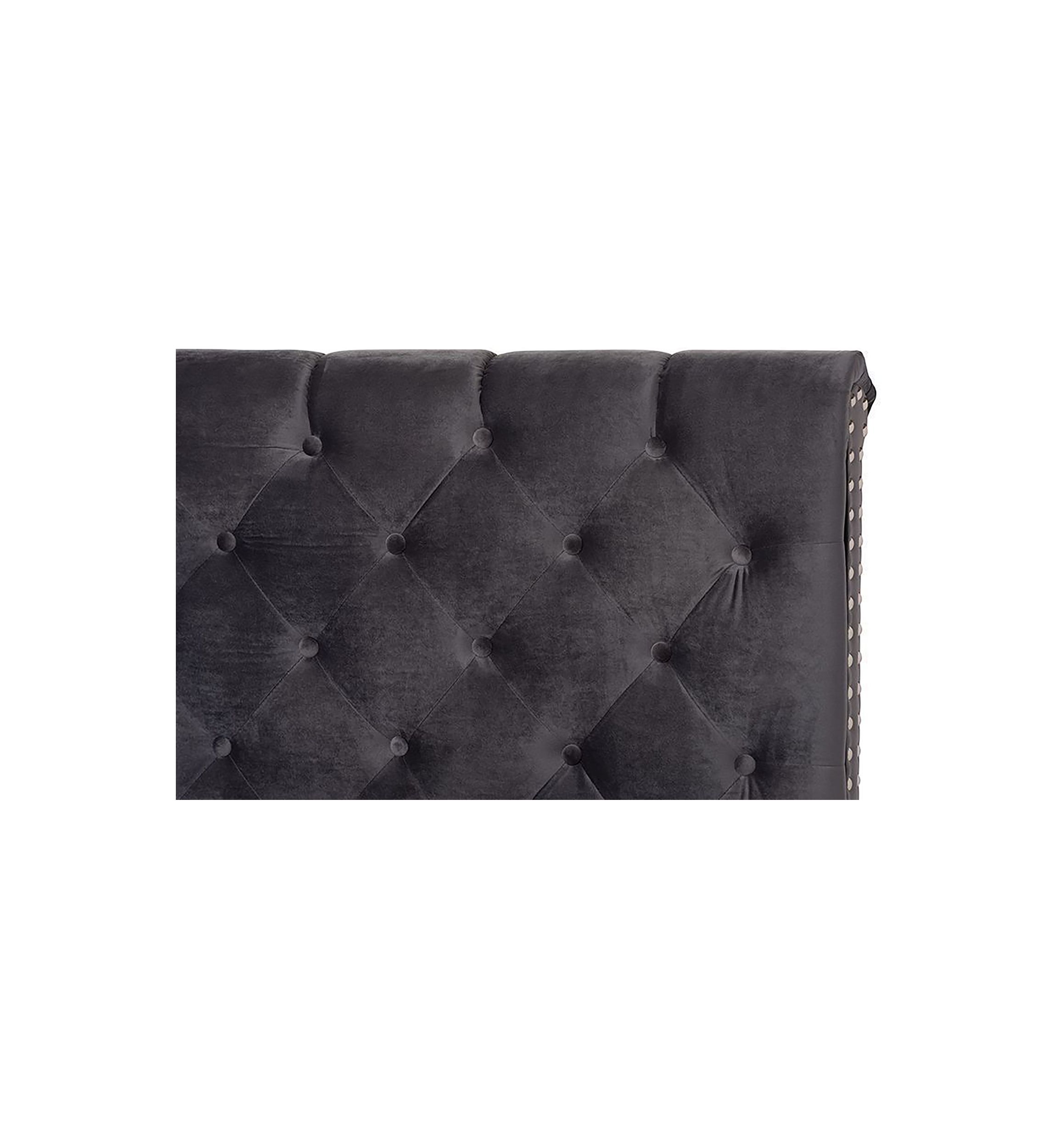 Candace Luxe and Glamour Dark Grey Velvet Upholstered Bed