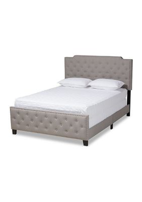 Baxton Studio Marion Modern Transitional Grey Fabric Upholstered Button Tufted Panel Bed, Queen -  0193271072095