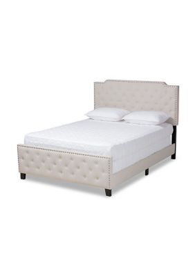 Baxton Studio Marion Modern Transitional Grey Fabric Upholstered Button Tufted Panel Bed