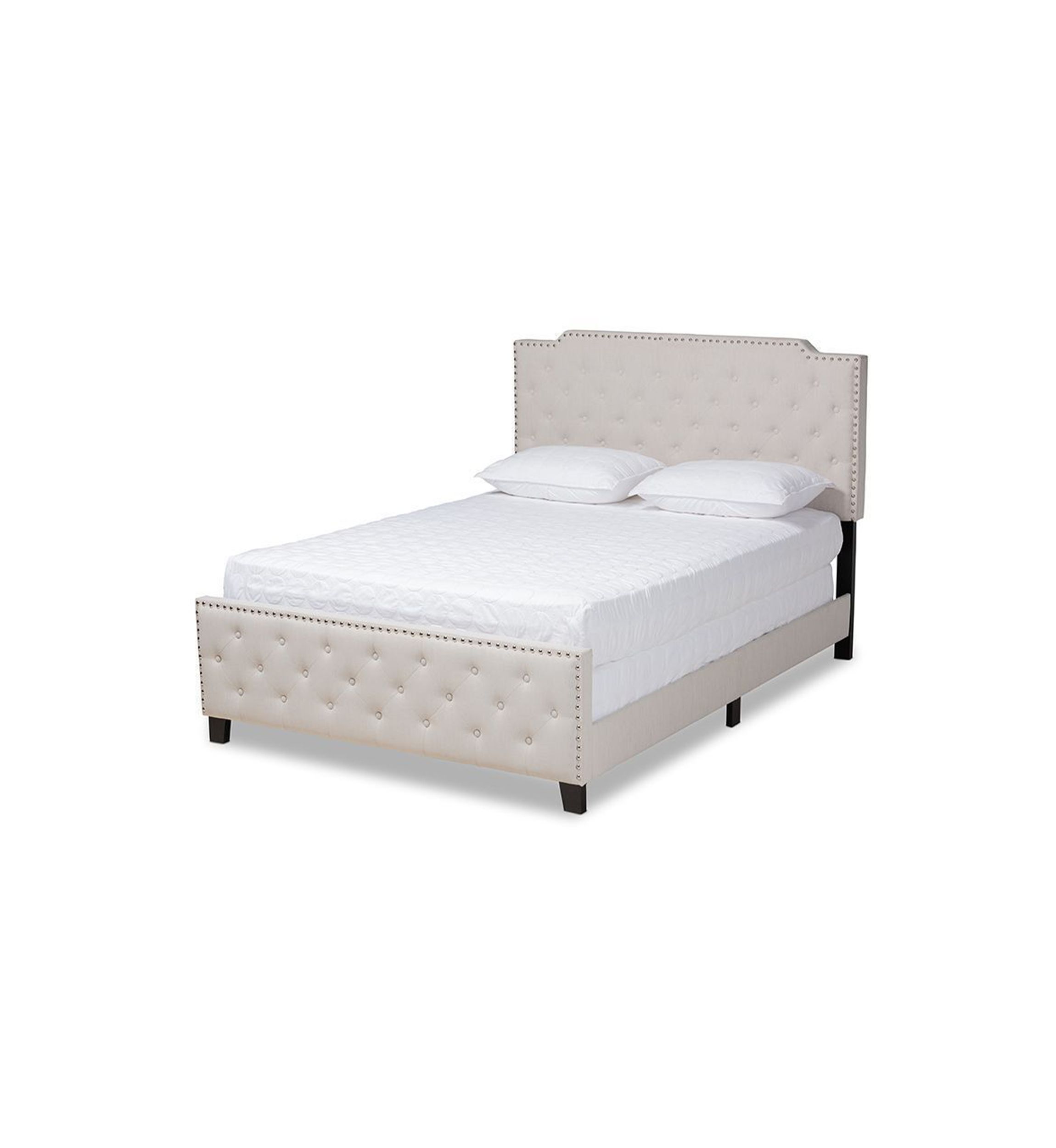 Marion Modern Transitional Grey Fabric Upholstered Button Tufted Panel Bed
