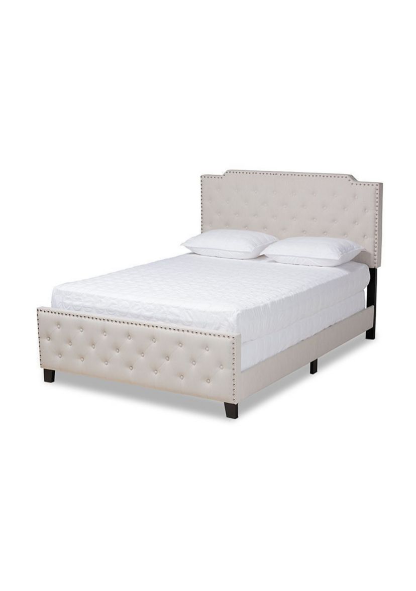Marion Modern Transitional Grey Fabric Upholstered Button Tufted Panel Bed