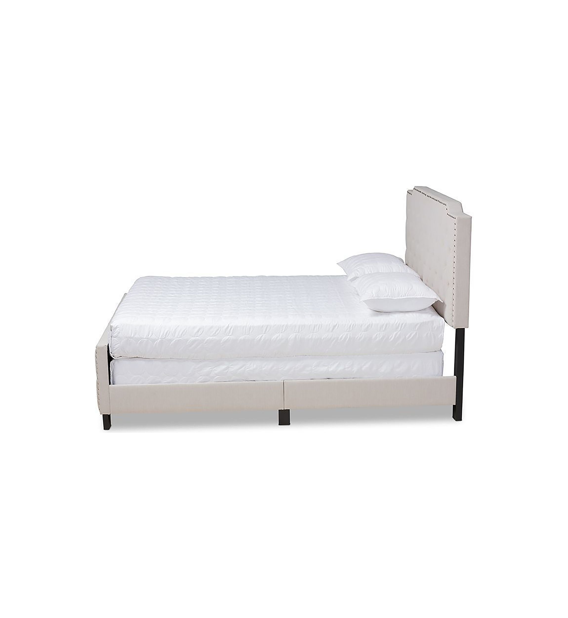 Marion Modern Transitional Grey Fabric Upholstered Button Tufted Panel Bed