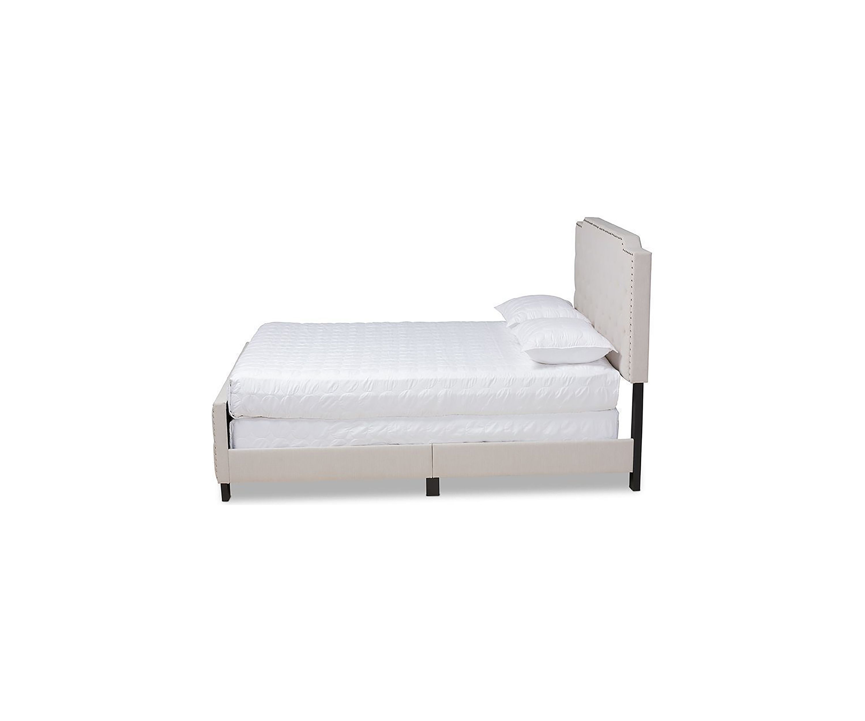 Marion Modern Transitional Grey Fabric Upholstered Button Tufted Panel Bed