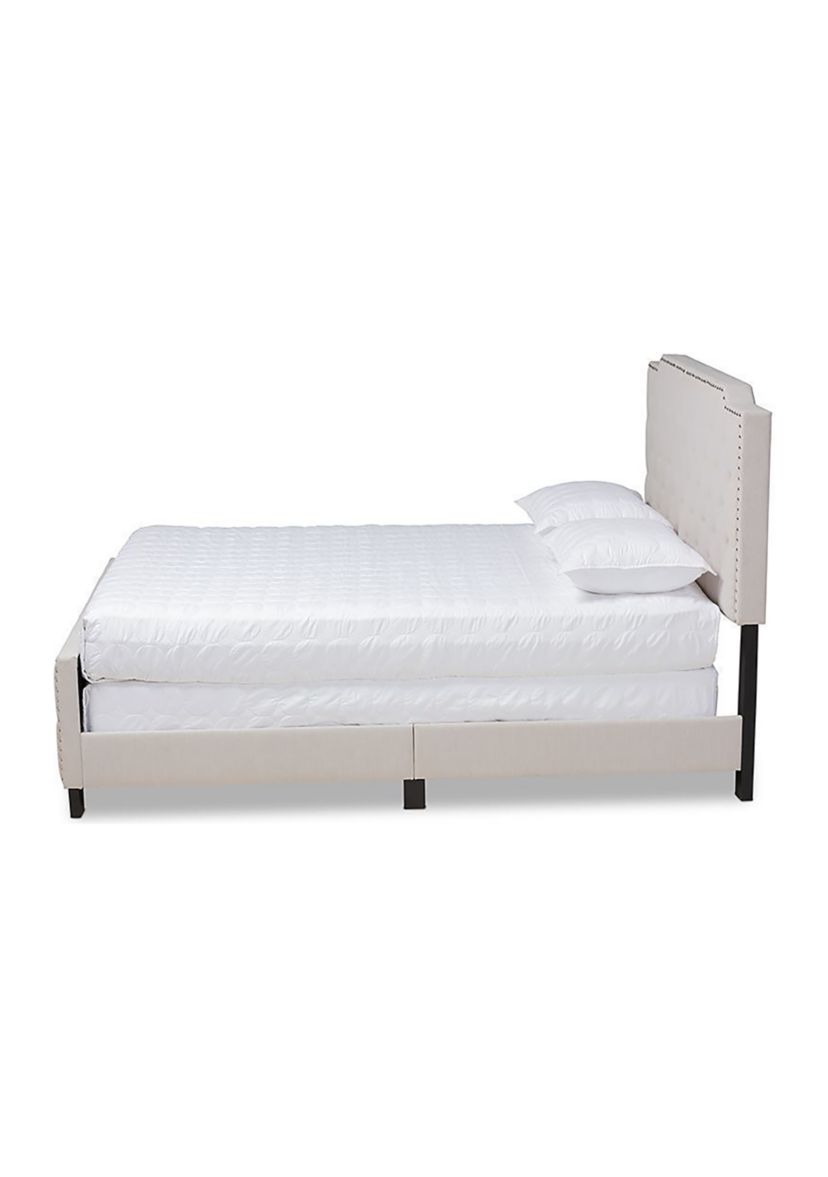 Marion Modern Transitional Grey Fabric Upholstered Button Tufted Panel Bed