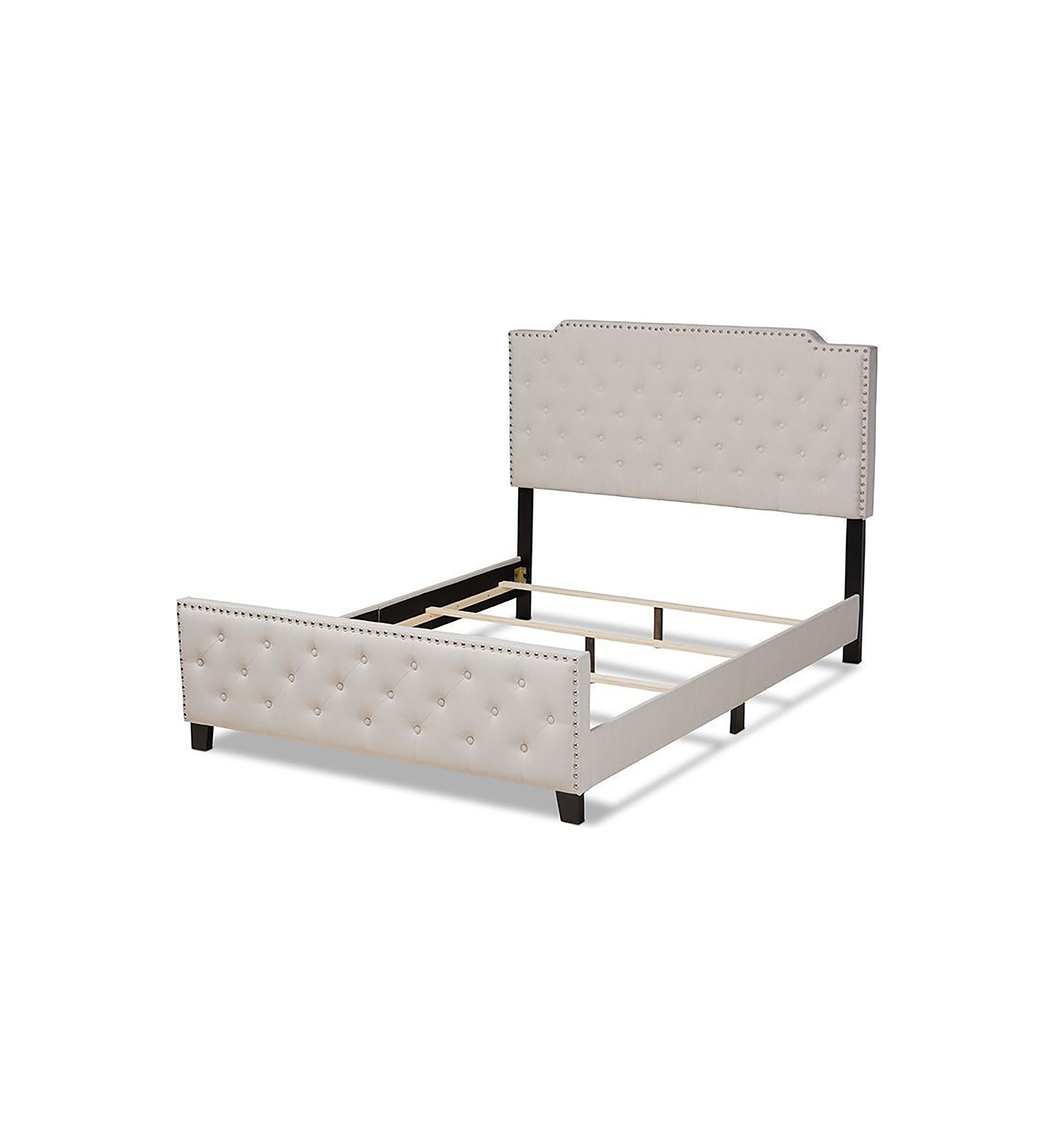 Marion Modern Transitional Grey Fabric Upholstered Button Tufted Panel Bed